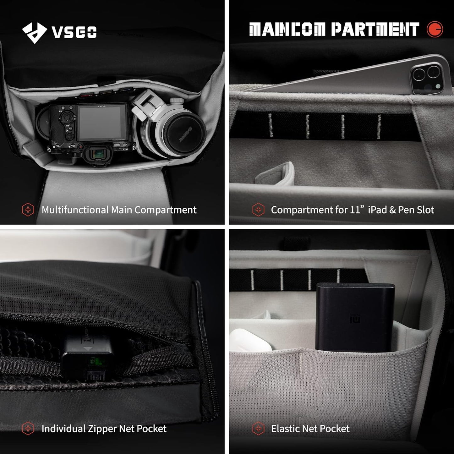 VSGO 6L Waterproof Camera Sling Bag, Single-Shoulder Messenger Bag for DSLR/SLR Cameras, Daily Commute, and Drone Photography