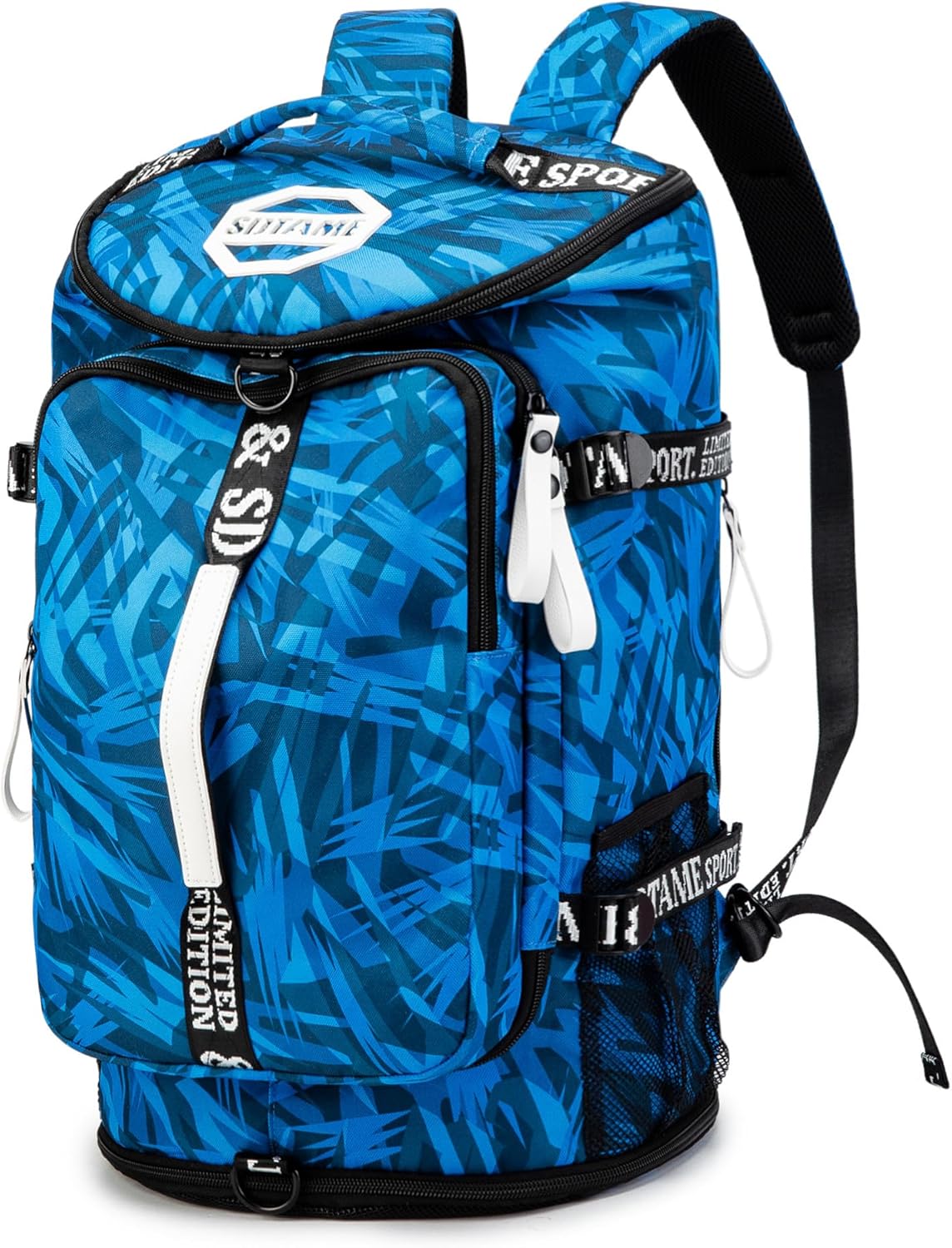 Gym Duffle Bag Backpack with Shoe Compartment,4 ways Travel Backpack for Women and Men,Multi-Functional Weekender bag with Waterproof Layer&Laptop Compartment for Fitness, Travel,Camping