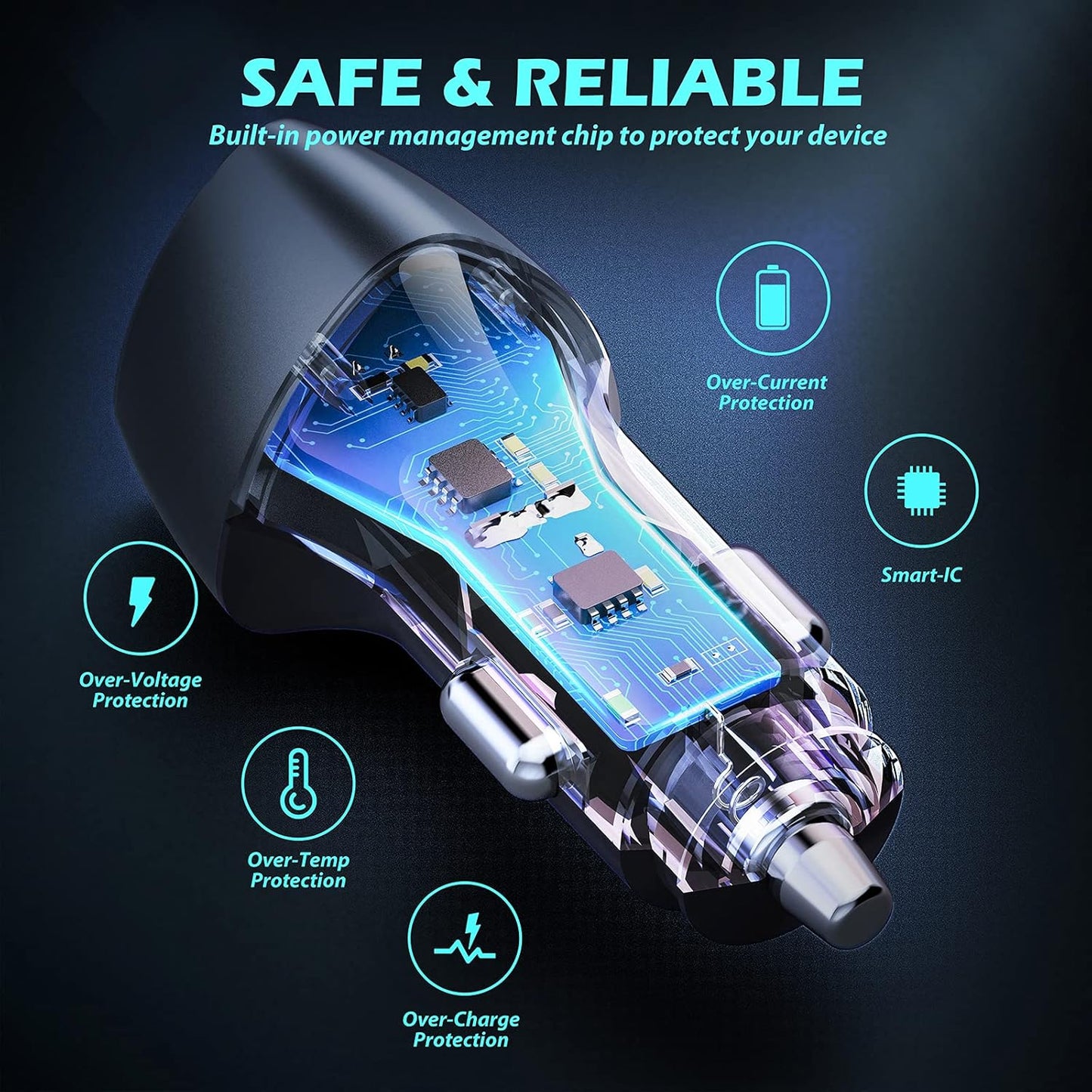 (10pack) SUNDA USB C Fast Car Charger 51W Dual Ports PD/PPS&QC3.0, Cell Phone Automobile Chargers, for Apple Smart-Phones and Android Car Charger, Compatible with iPhone 16/15 Pro/14 Mini/iPhone 13