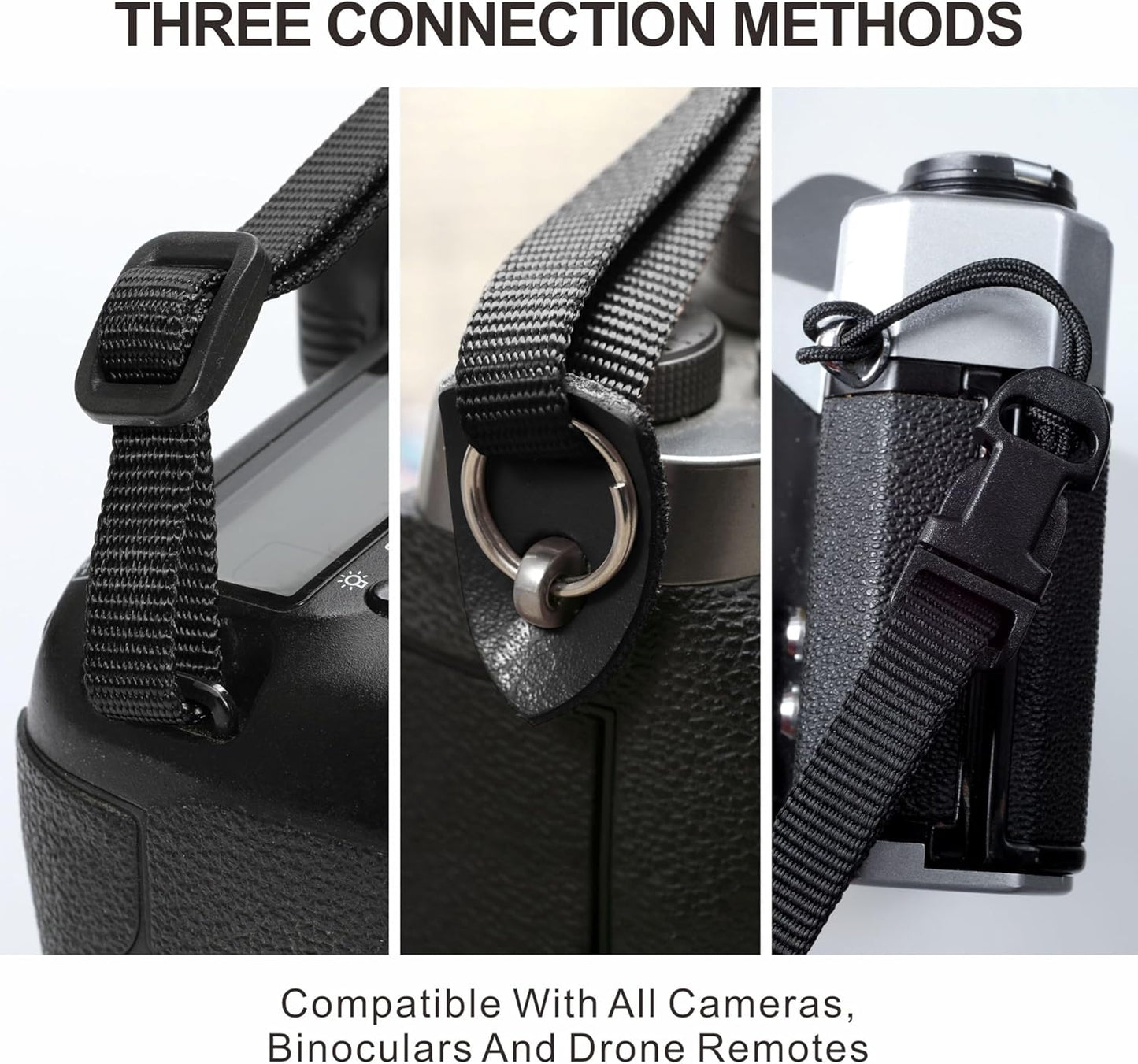 Padwa Lifestyle Camera Strap - 2" Full Grain Leather Ends Camera Straps for Photographers, Vintage Silver Embroidered Cotton Weave Soft Suede Fabric Padded Strap Quick Release fits All Cameras