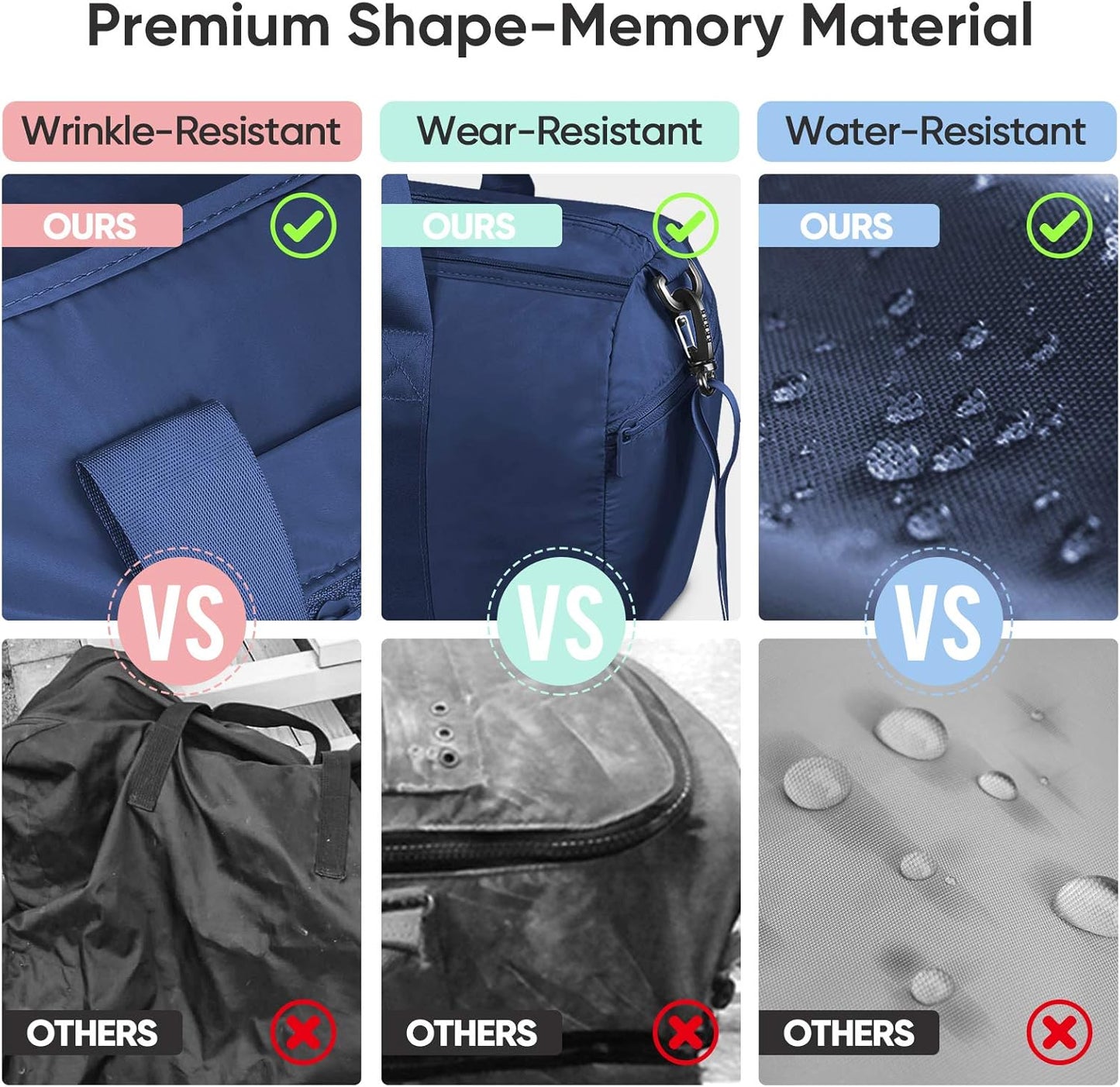 BALEINE Gym Bag for Women and Men, Duffel Bag for Sports, Gyms and Weekend Getaway, Waterproof Dufflebag with Shoe and Wet Clothes Compartments, Lightweight Carryon Gymbag (Blue)