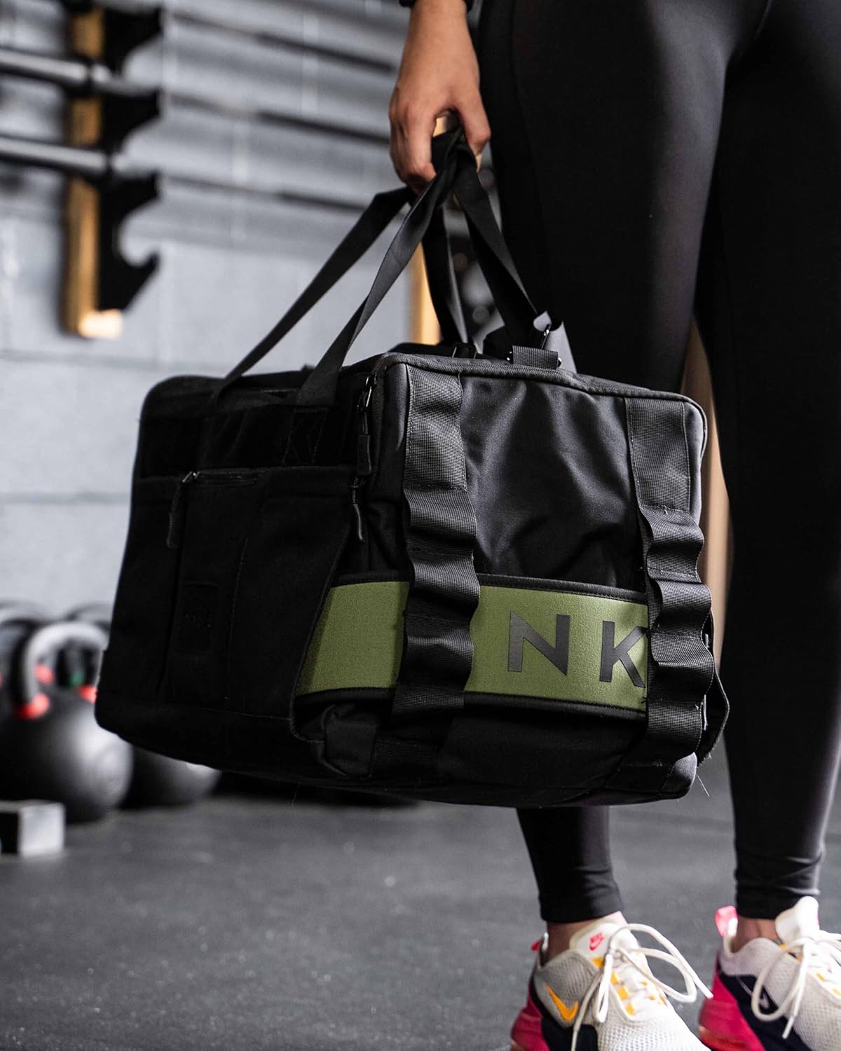 KNKG CORE Duffel Medium 35L - Gym Bag with Lifting Belt Attachment - Durable 500D Nylon, YKK Zippers - Black