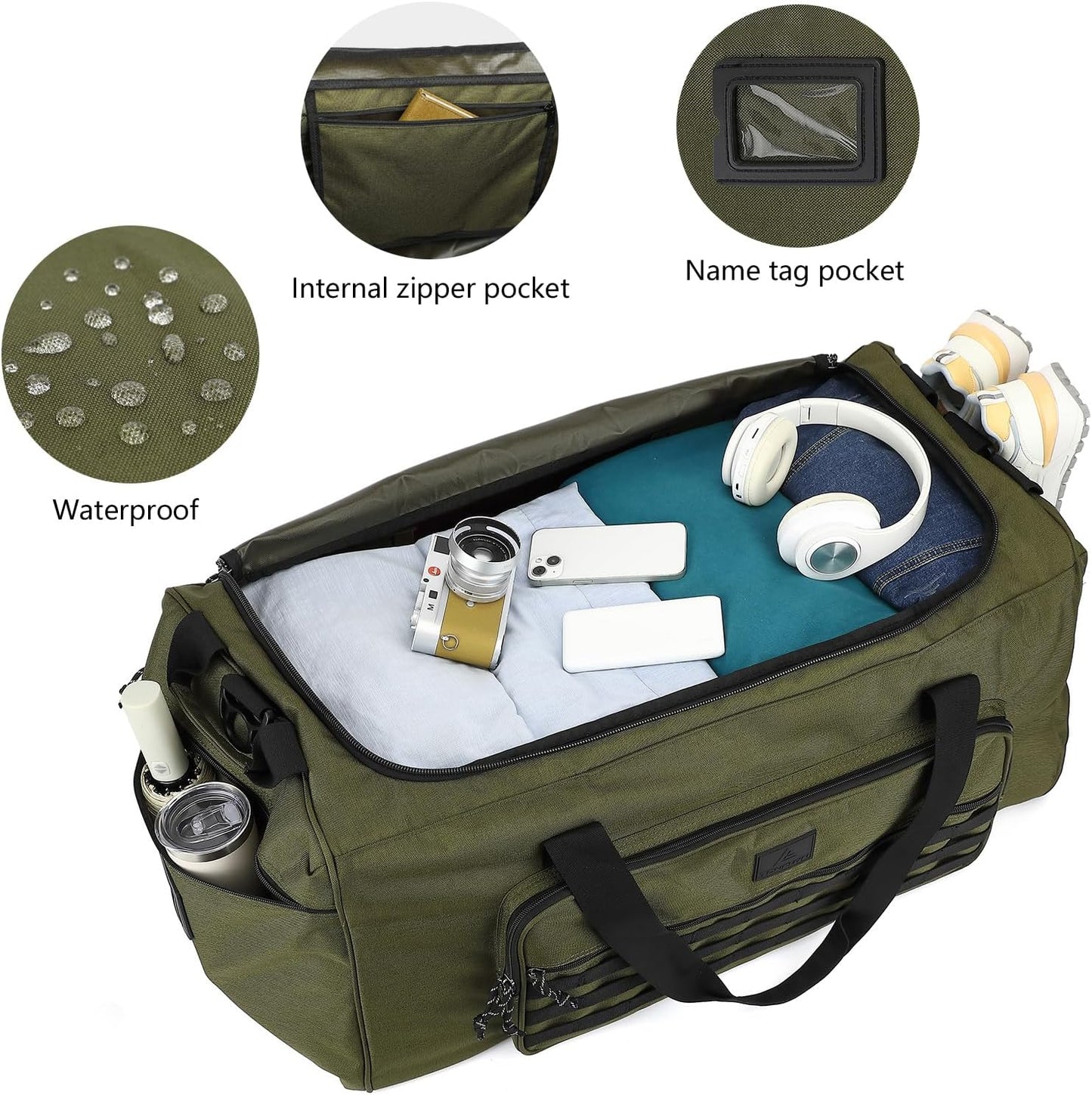 125L Extra Large Gym Duffle Bag for Men Women with Shoes Compartment Heavy Duty Tactical Sports Duffel Bag Big Football Baseball Basketball Soccer Hockey Team Equipment Bag, Green