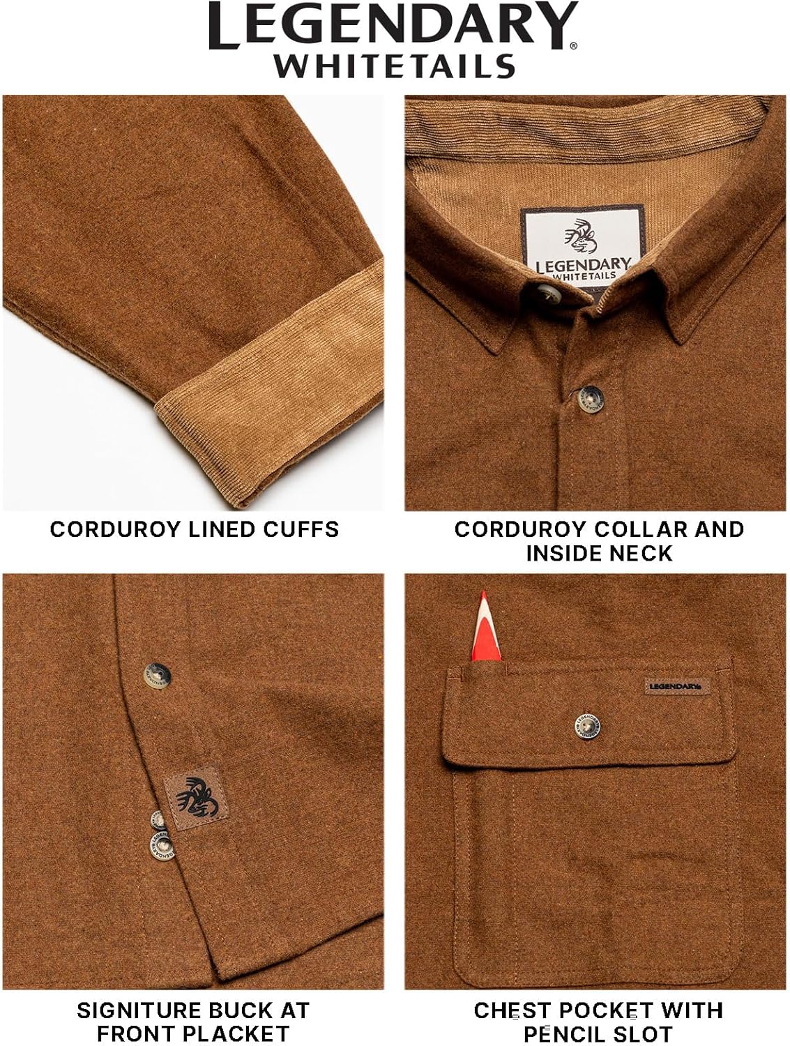 Legendary Whitetails Men's Flannel Shirt Long Sleeve Button Down 100% Cotton