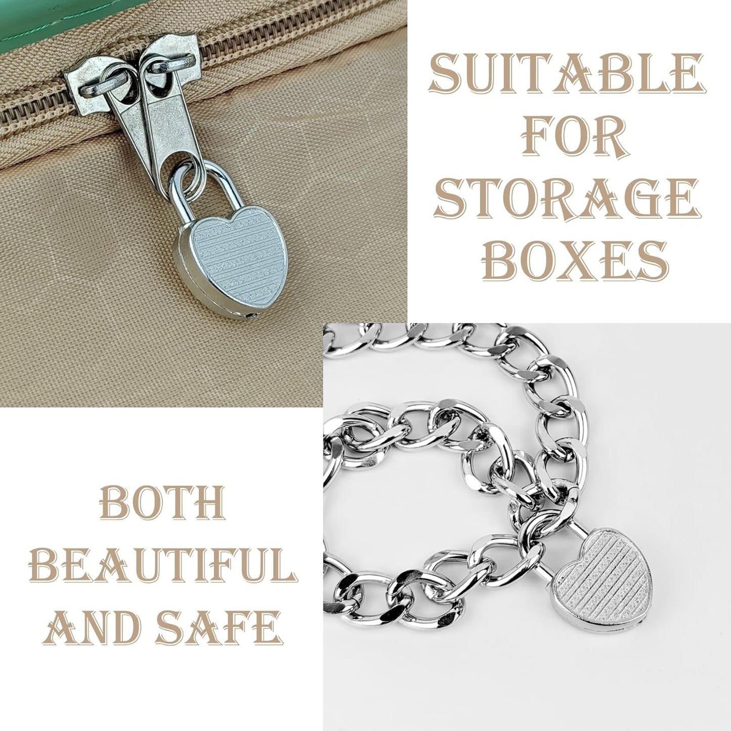 10 Pack Mini Diary Padlock, Small Locks with Keys, Tiny Luggage Locks for Travel, Journal, Jewelry, Backpack, Boxes (Heart, 10)