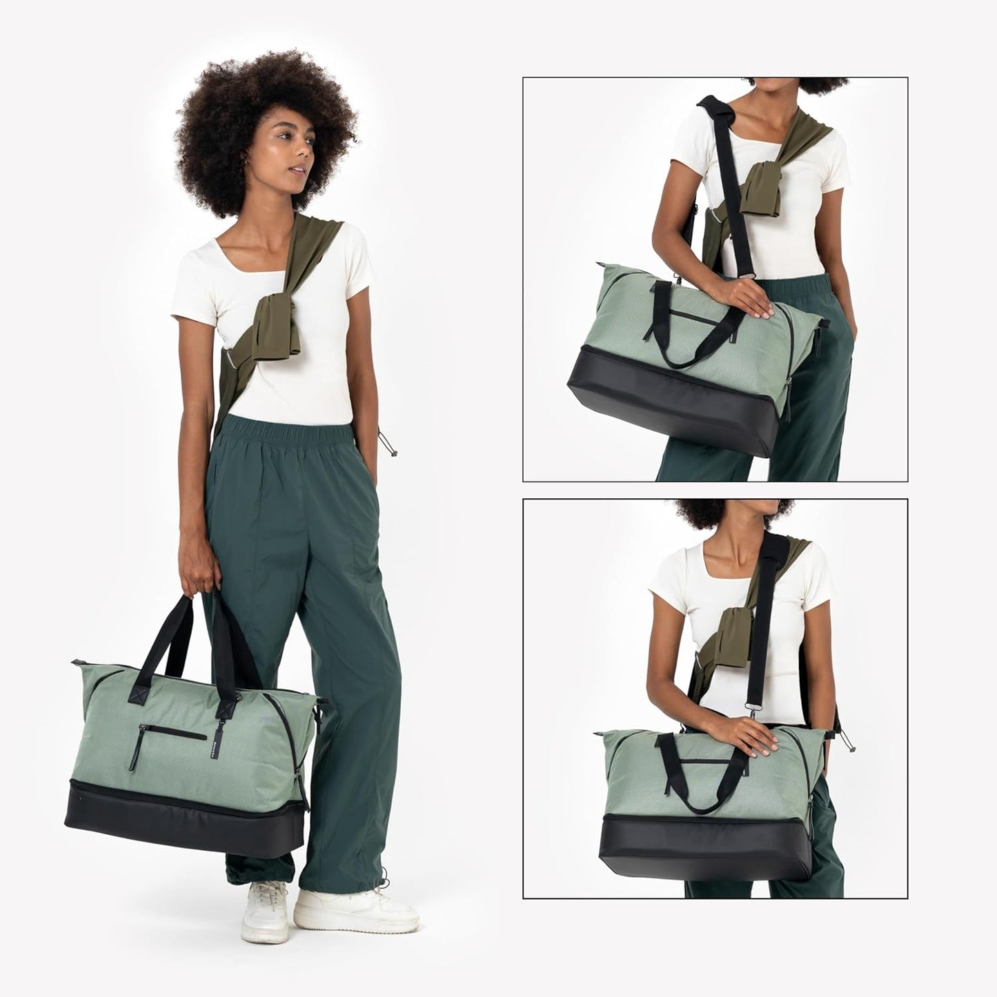 Sherpani Boston, Anti-Theft Weekender Bags,Travel Duffel Bag for Women, Carry On Tote Bag with Removable Shoe Bottom Compartment, Metal Hardware