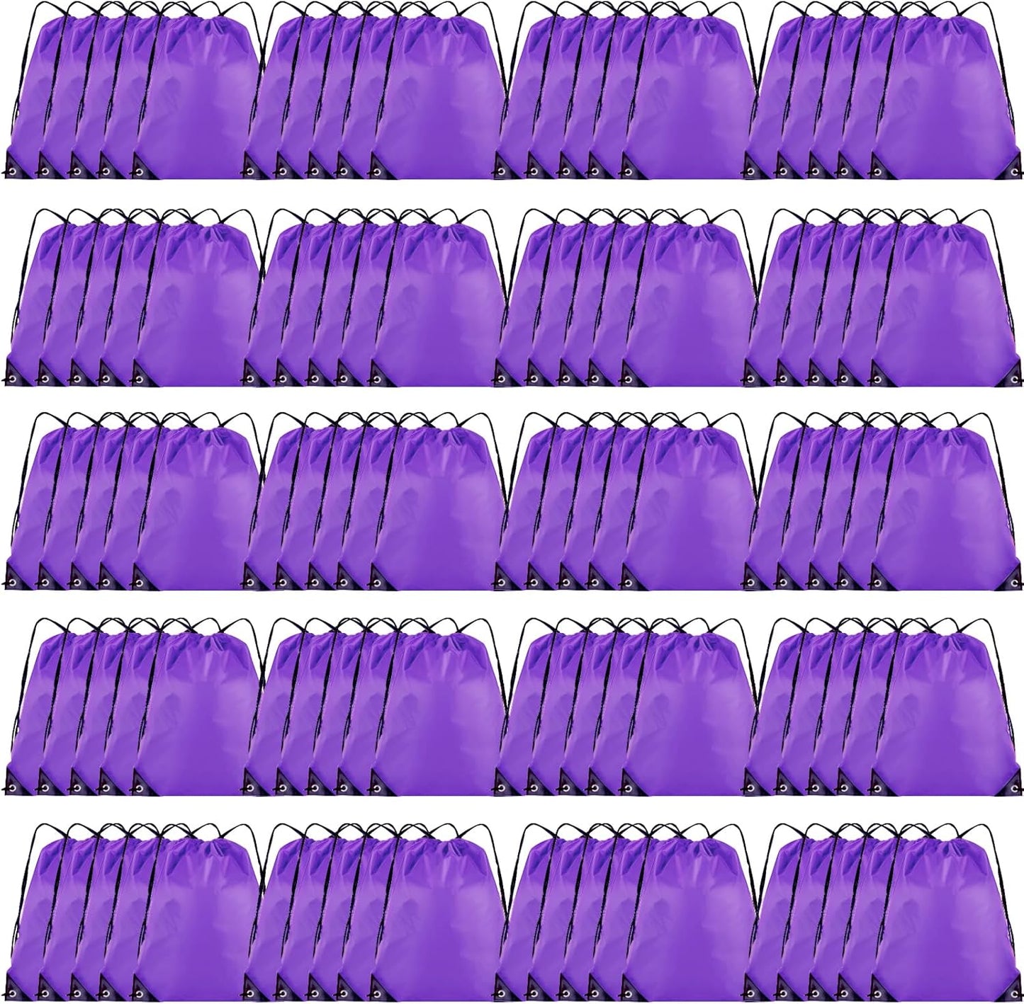 100 Pieces Drawstring Backpack Bulk Cinch Sackpack Ployster Drawstring Bags for Gym Party Trip(Purple)