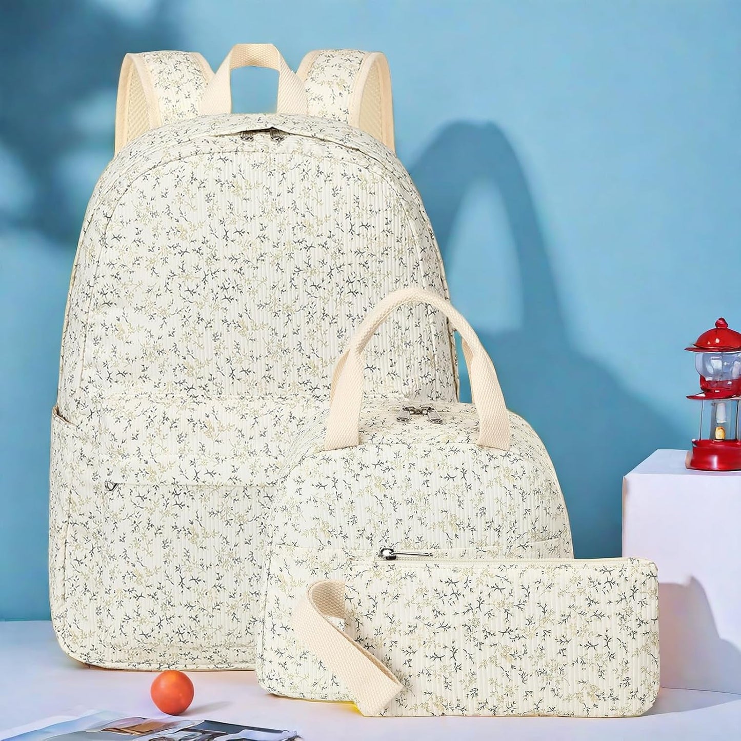 LEDAOU Backpack for Girls School Bag Kids Bookbag Teen Backpack Set Daypack with Lunch Bag and Pencil Case