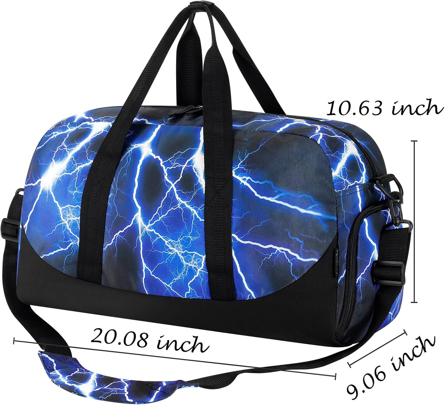 Choco Mocha Kids Duffle Bag Boys - Lightning Overnight Weekender Bags for Teen Boy Ages 9-12, Blue