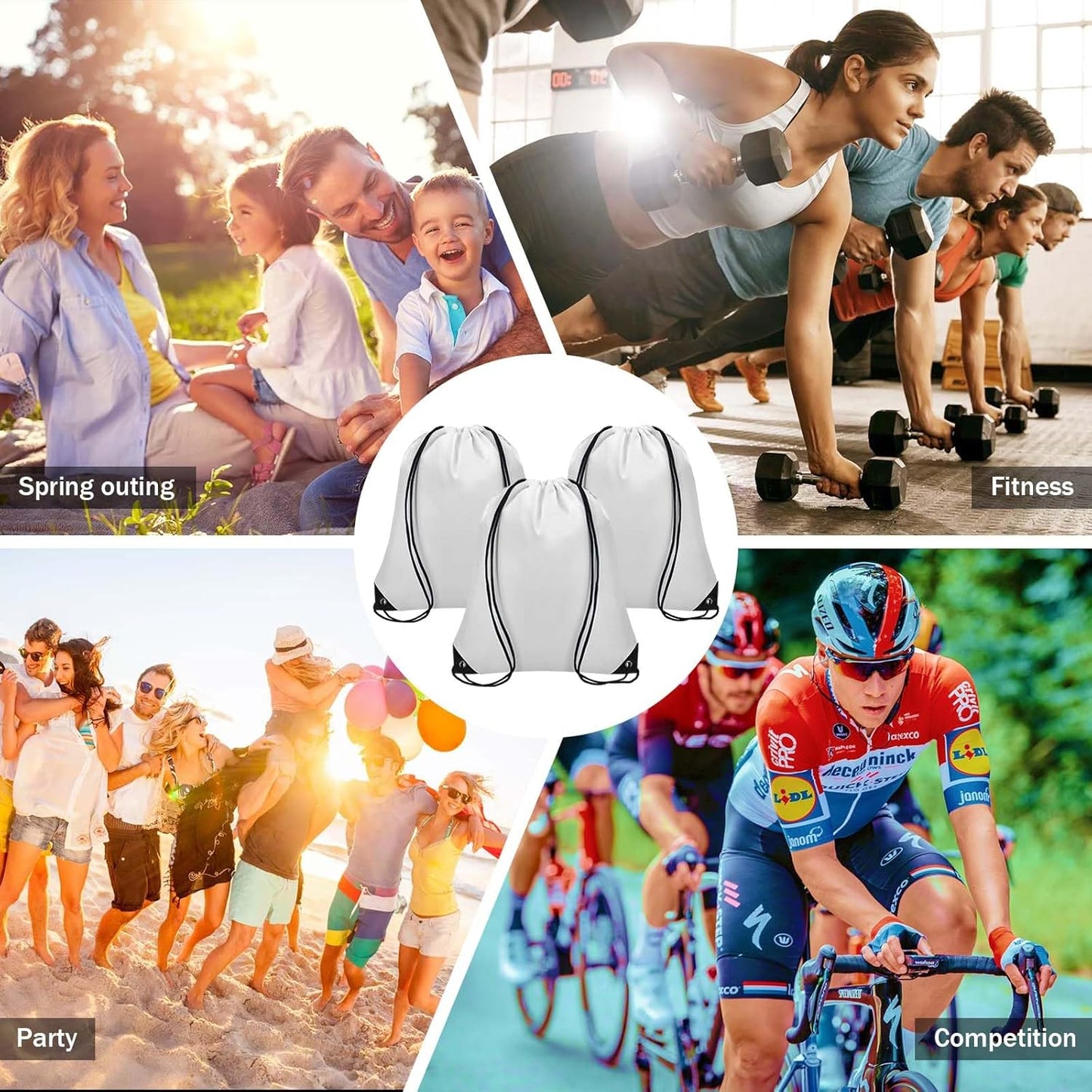 150Pcs Drawstring Backpack Bulk Cinch Sackpack Drawstring Bags Nylon for Gym Party Trip(White)