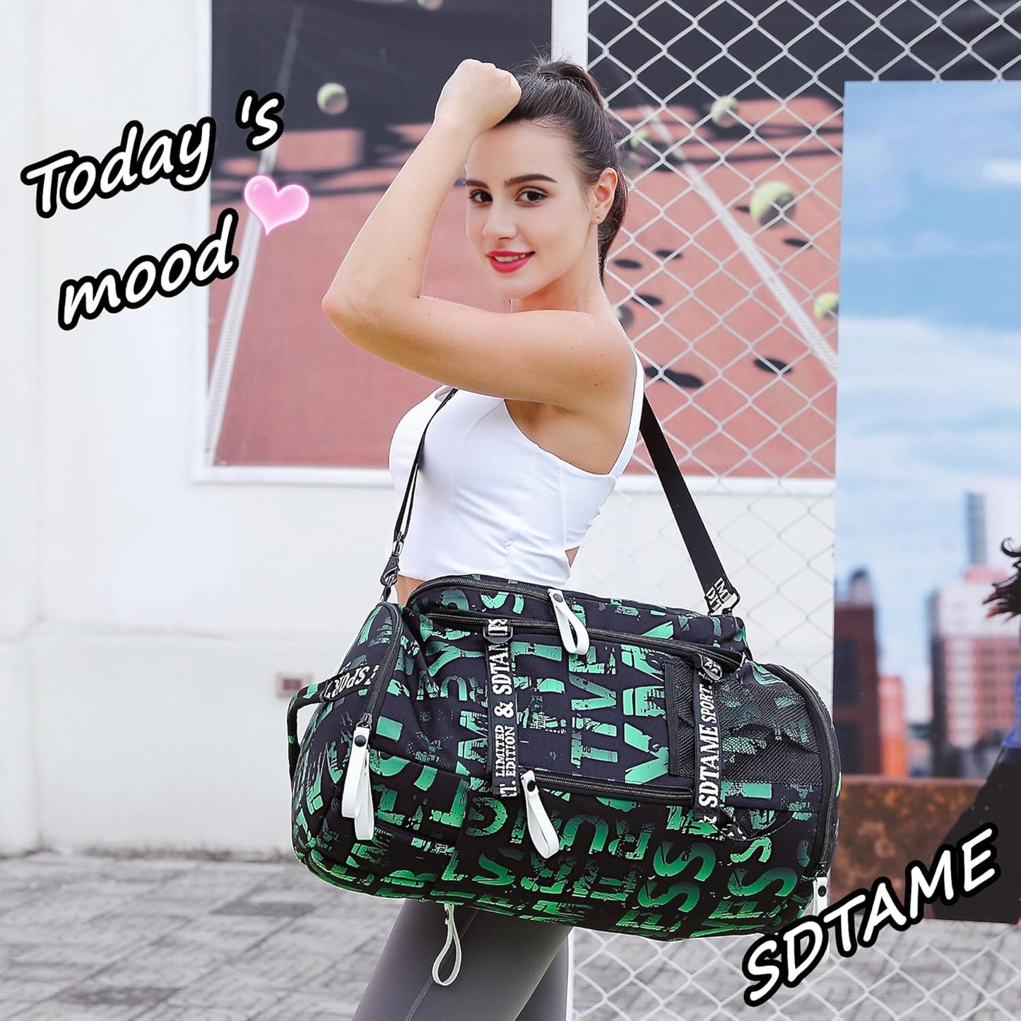 Gym Duffle Bag Backpack with Shoe Compartment,4 ways Travel Backpack for Women and Men,Multi-Functional Weekender bag with Waterproof Layer&Laptop Compartment for Fitness, Travel,Camping