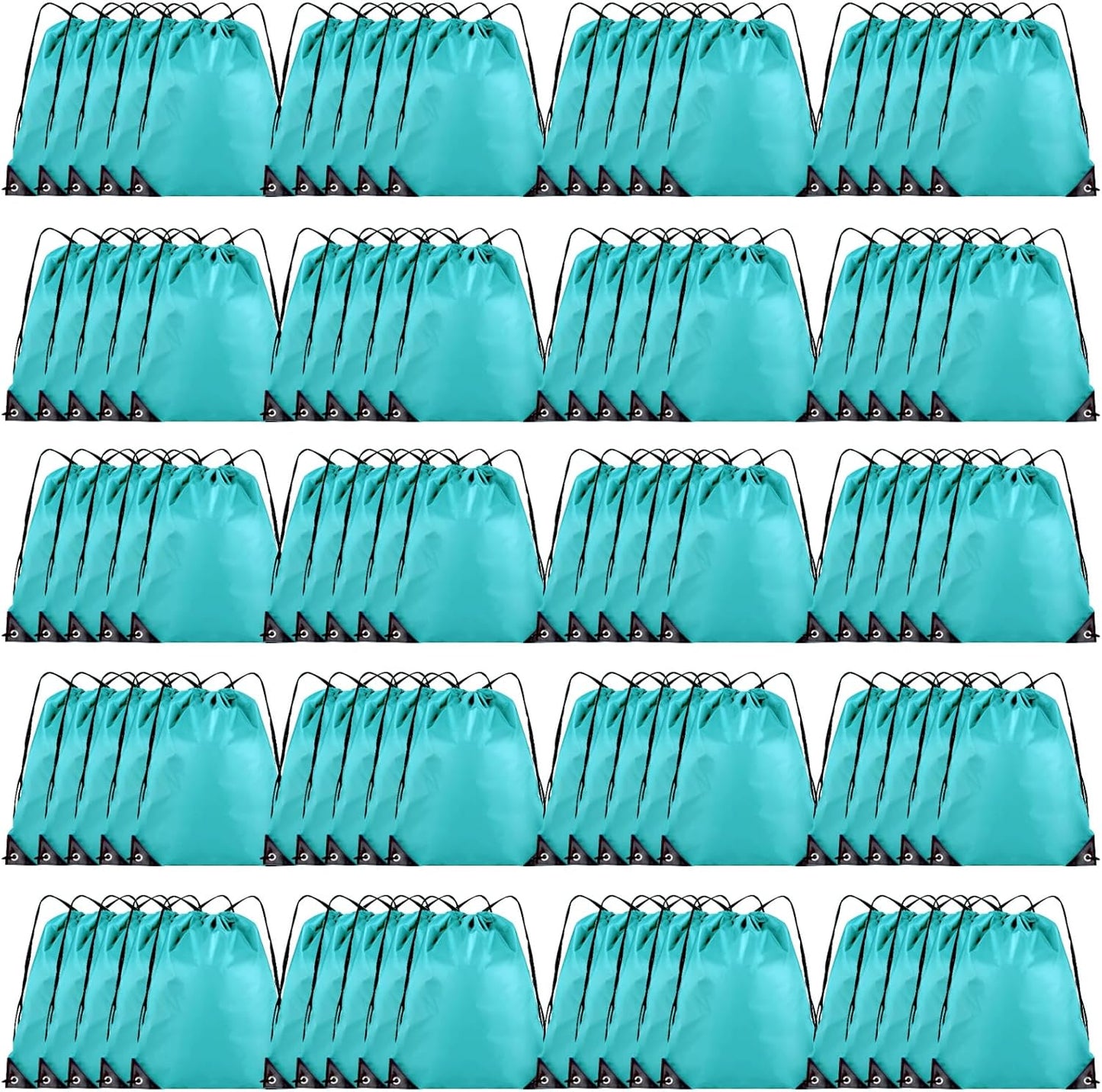 100 Pieces Drawstring Backpack Bulk Cinch Sackpack Ployster Drawstring Bags for Gym Party Trip(Aqua)