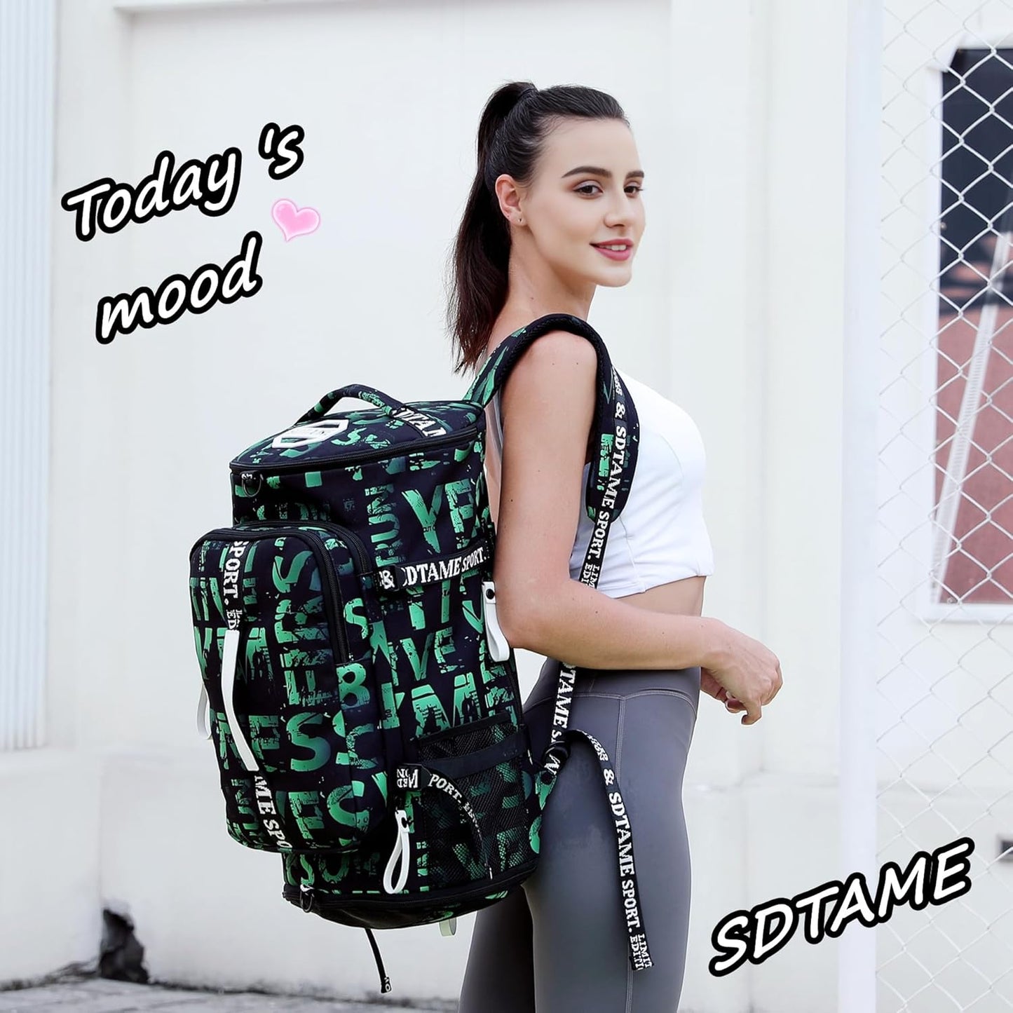 Gym Duffle Bag Backpack with Shoe Compartment,4 ways Travel Backpack for Women and Men,Multi-Functional Weekender bag with Waterproof Layer&Laptop Compartment for Fitness, Travel,Camping