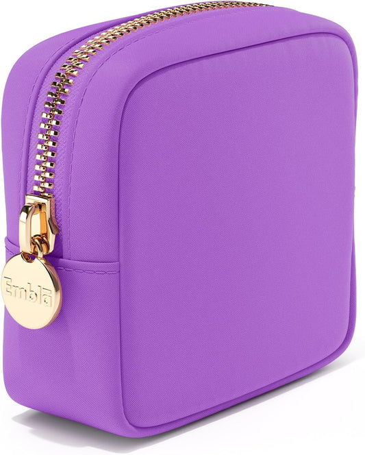 Embla Makeup Bag Travel Cosmetics Pouch and Toiletry Bag, Nylon Zipper Pouch Purse, Cute Make Up Organizer Storage Tote for Women Girls, Waterproof Travel Skincare Case, Small Makeup Bags,Grape