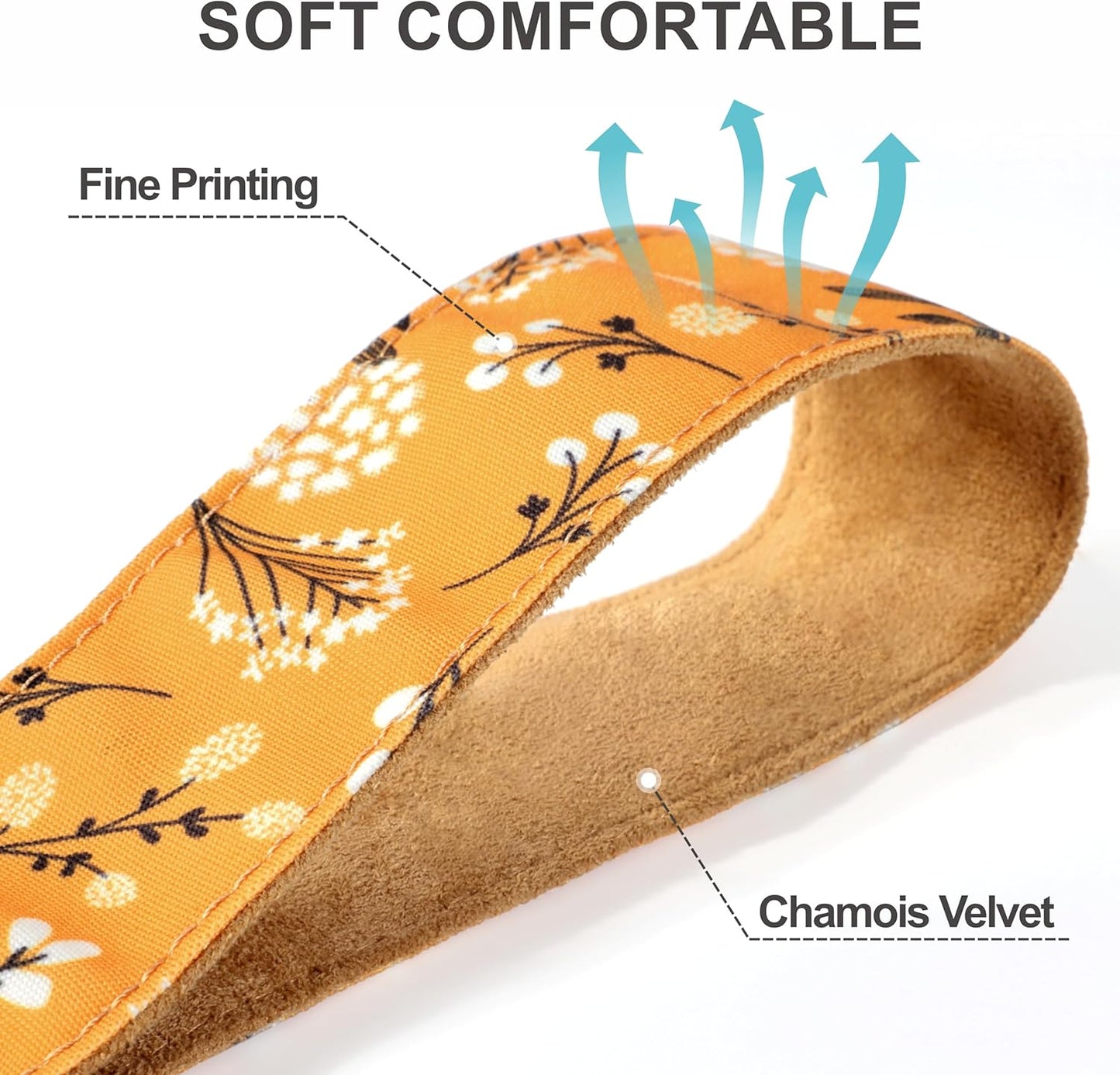 Padwa Lifestyle Camera Strap - 2" Full Grain Leather Ends Camera Straps for Photographers, Vintage Embroidered Cotton Weave Soft Suede Fabric Padded Strap Quick Release fits All Cameras