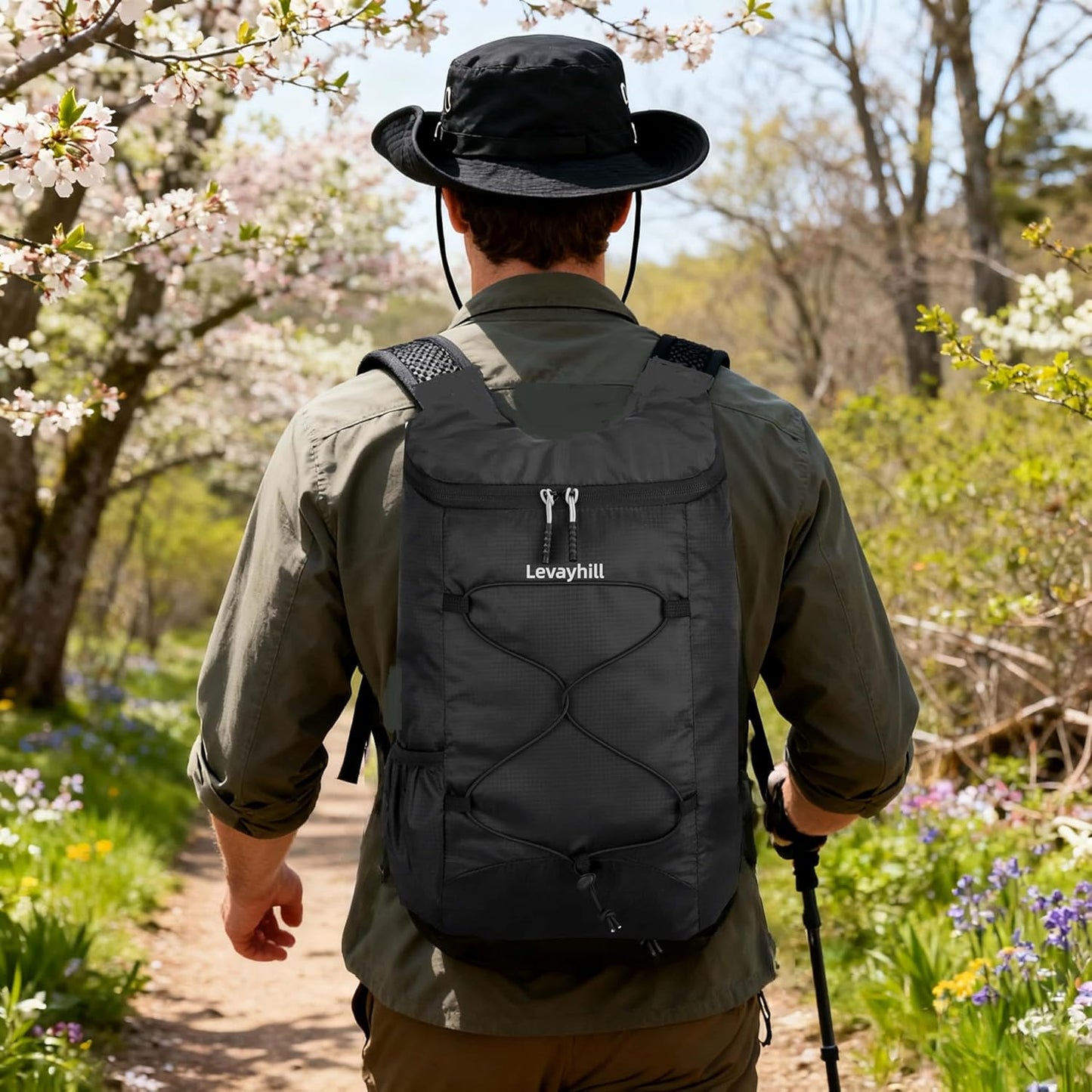 16L Lightweight Foldable Hiking-Backpack Small Packable-Daypack For Travel,Ultralight Water-Resistant Gym Bag Men Women Easy Carry-on (Black)