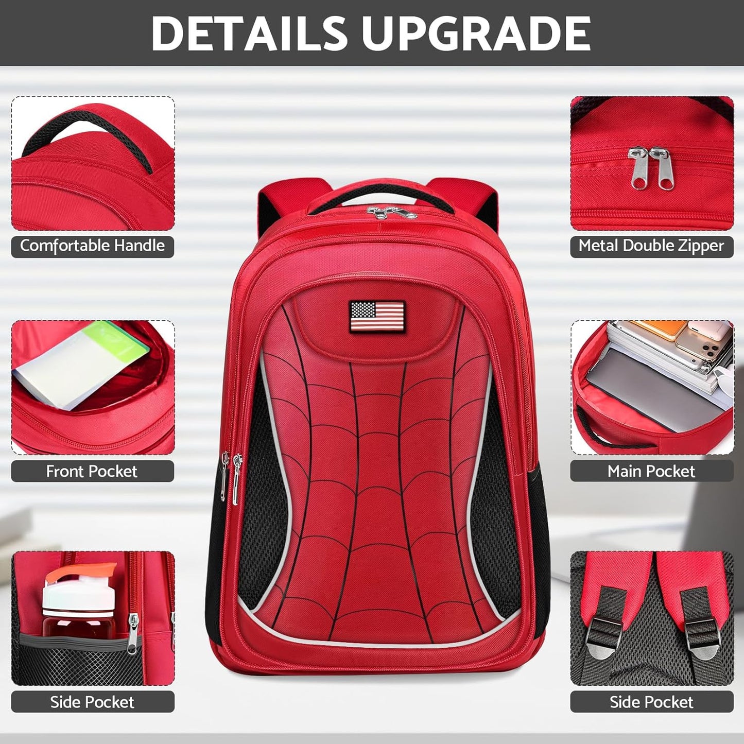 Kids Backpack for Boys，3PCS Boys Backpack with Lunch Box Set for Children Elementary Middle School Students，Lightweight School Bookbag for Travel and Daily Use