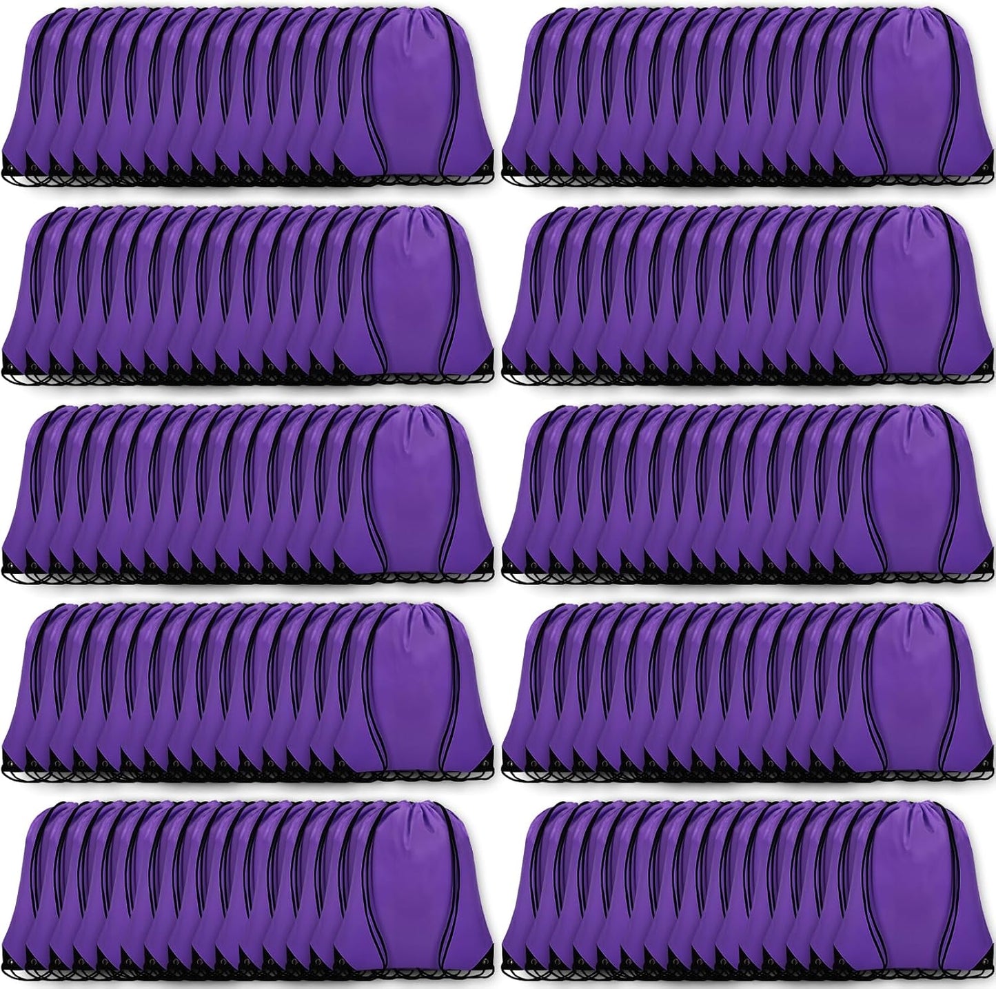 150Pcs Drawstring Backpack Bulk Cinch Sackpack Drawstring Bags Nylon for Gym Party Trip(Purple)