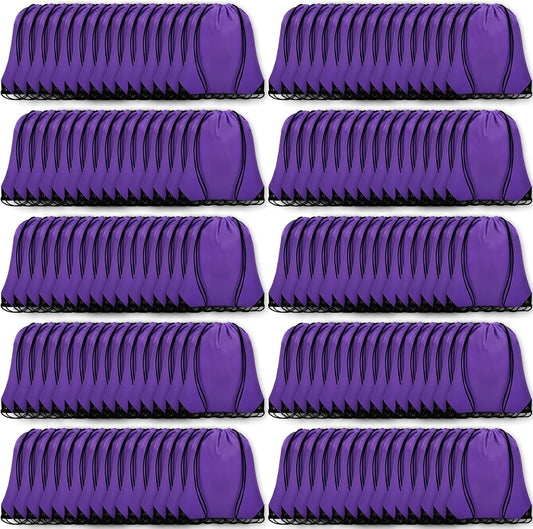 150Pcs Drawstring Backpack Bulk Cinch Sackpack Drawstring Bags Nylon for Gym Party Trip(Purple)