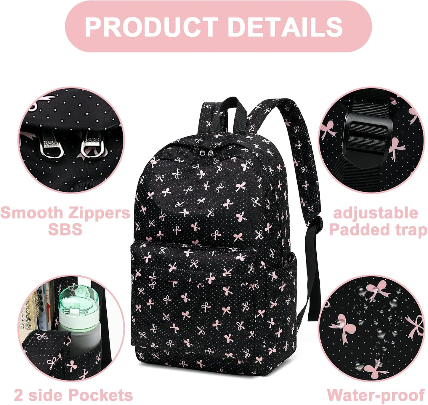 LEDAOU Backpack for Girls School Bag Kids Bookbag Teen Backpack Set Daypack with Lunch Bag and Pencil Case