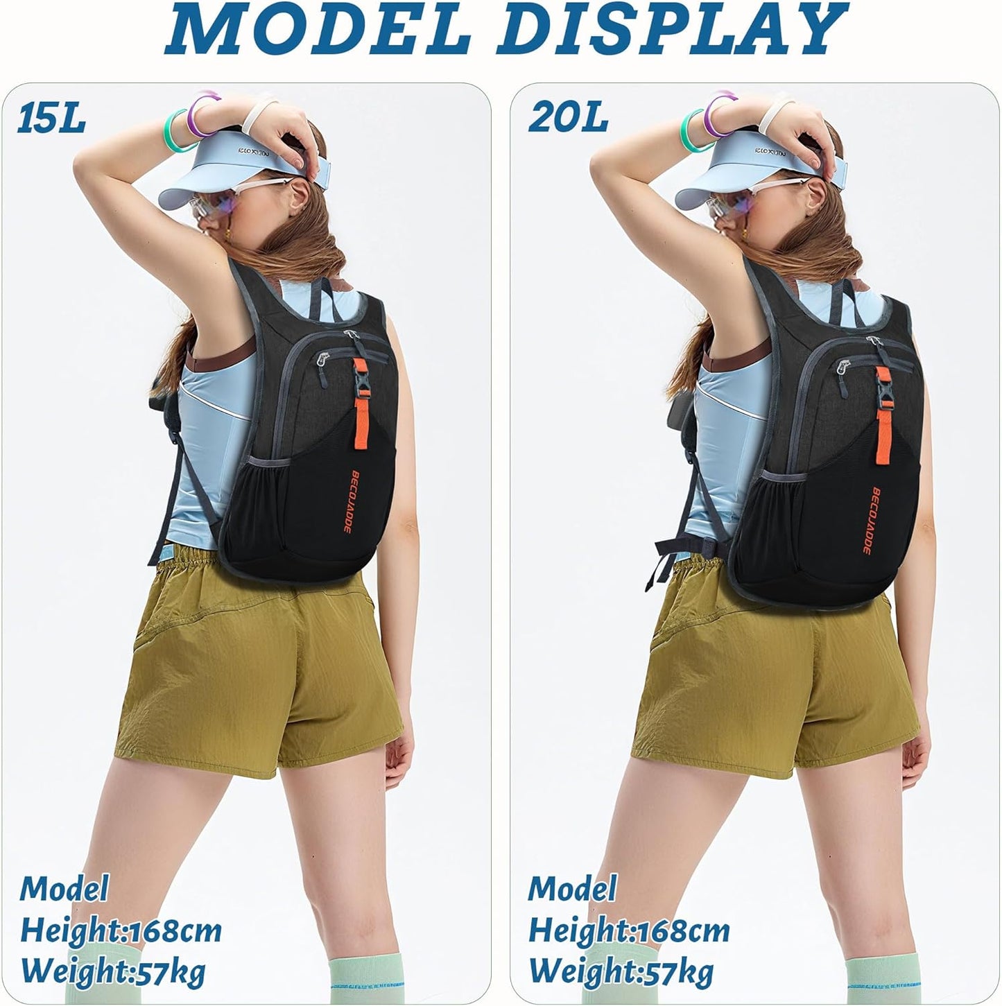 15L Small Hiking Backpack for Men Women Foldable Packable Back Pack Ultralight Hiking Daypack for Travel Camping Outdoor, Black