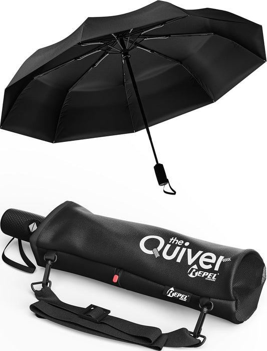 REPEL Windproof Travel Umbrella - Compact & Withstands Winds up to 85MPH , Strongest Premium Auto Folding Umbrella for Rain and Sun - Durable, Light & Portable for Women & Men , Fits Backpack & Cars