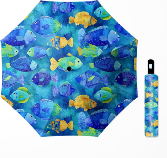 Small Travel Folding Umbrella for Girl, Portable, UV, SunShade, Compact, Automatic, Rain & Wind