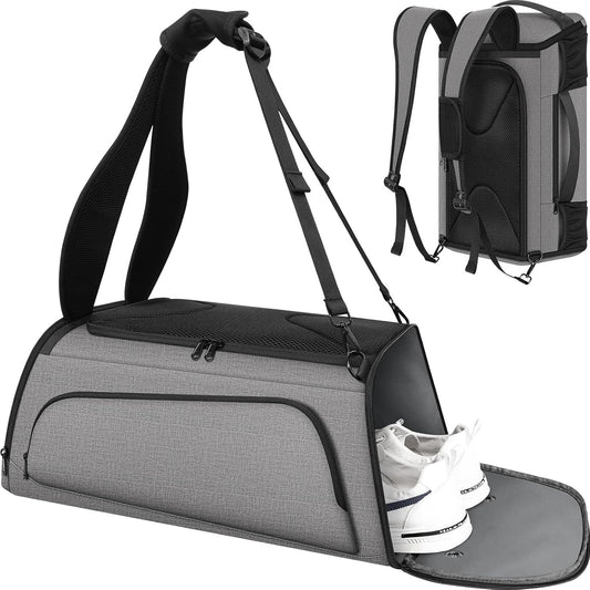 Gym Bag for Women Men, Duffle Travel Bag with Shoes Compartment and Wet Pocket, Waterproof Overnight Carry On Bag Backpack with Two Elastic Bottle Holders for Travel, Workout, Sports, Weekend - MIYCOO