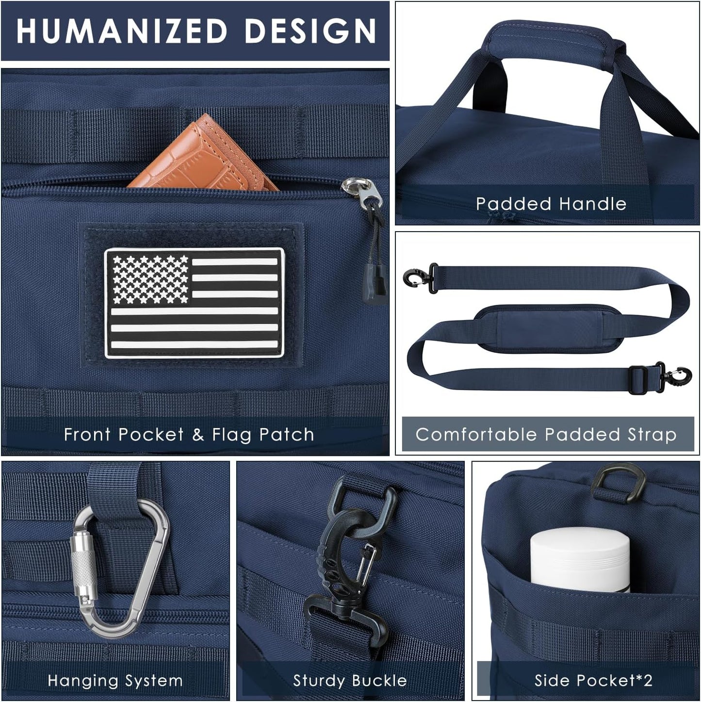 ETRONIK Travel Bag for Men Women, Gym Bag & Tactical Duffle Bags for Travel, Carry on with Toiletry Bag and Shoe Compartment, Weekender Overnight Trip with Wet Pocket for Workout Medical, Blue