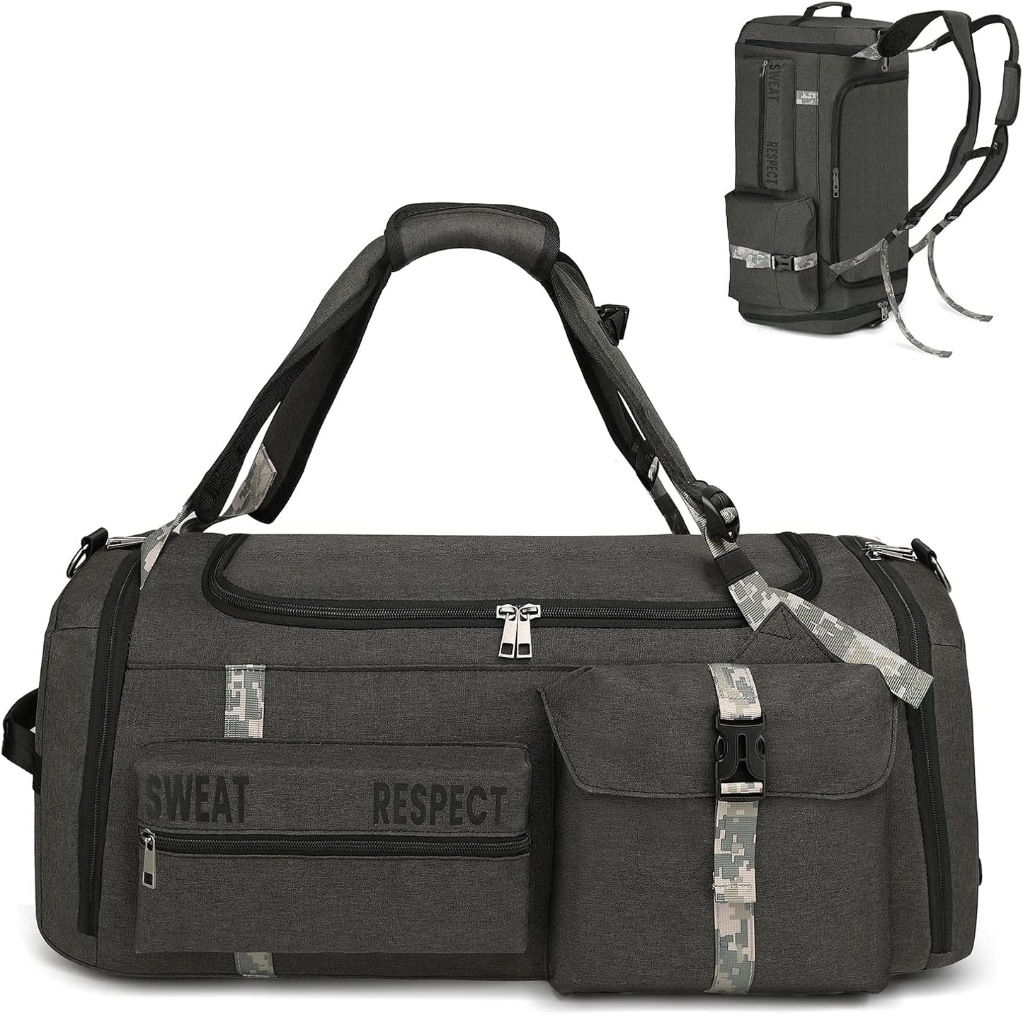 Gym Bags for Men Gym Duffle Bag Backpack 3-Way Sports Duffel Bags for Men with Shoe Compartment & Wet Pocket