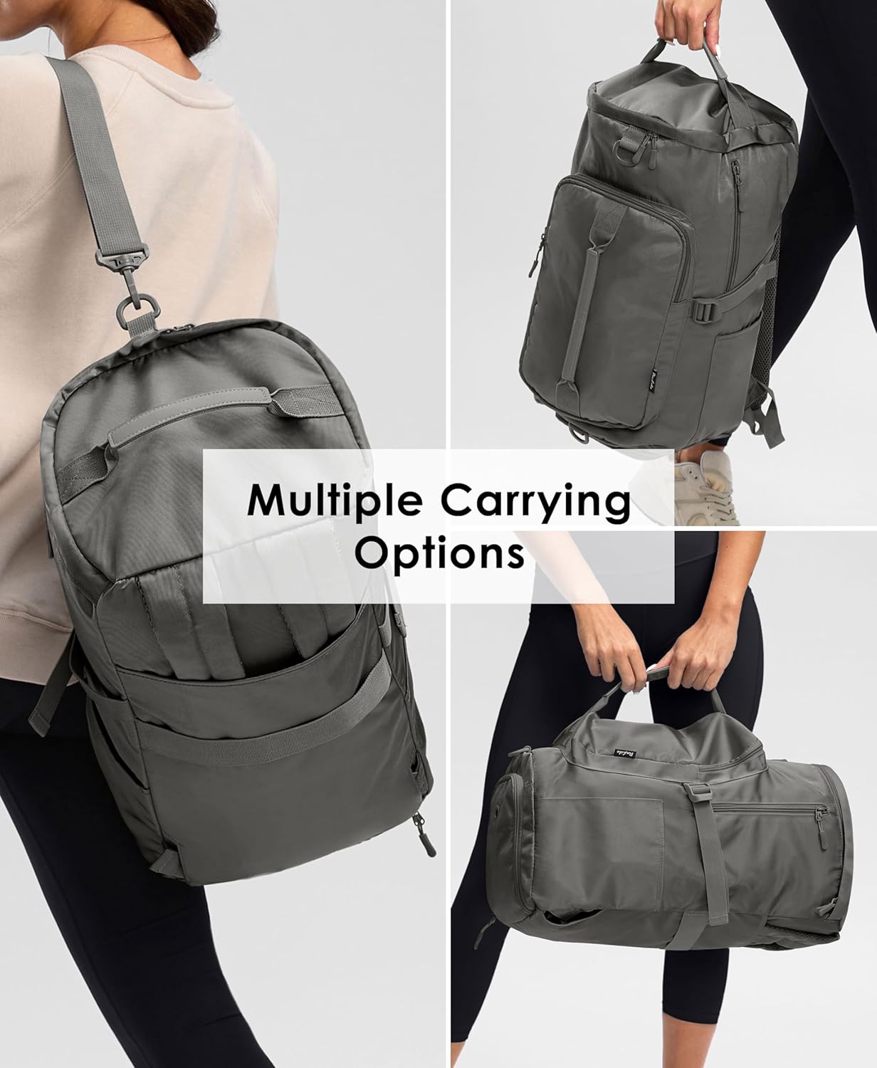 Gym Bag for Women Workout Gym Backpack with Shoe Compartment Sports Duffel Bag Multiple Pockets 30L (Dark Grey)