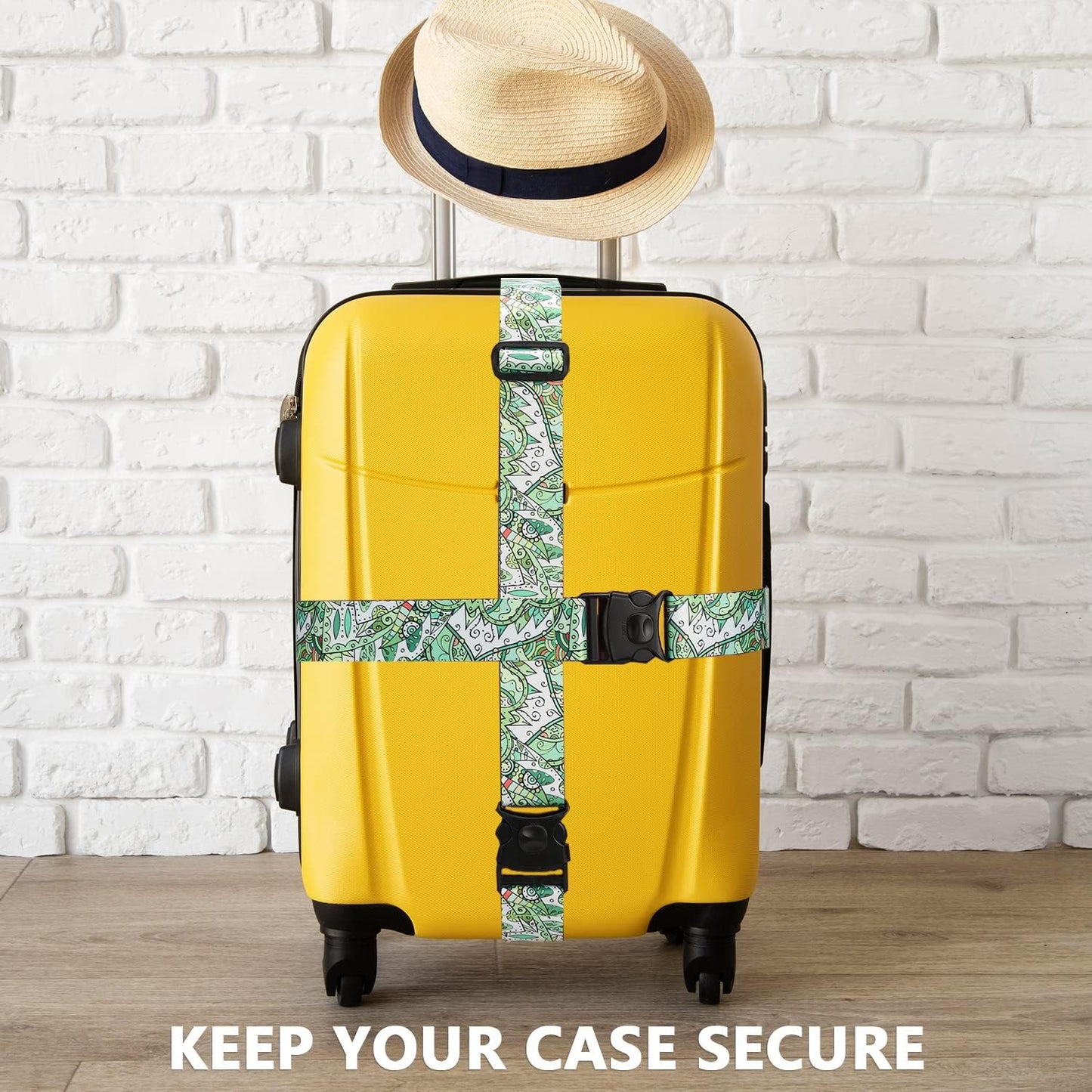 2 Pack 75'' x 2'' Adjustable Luggage Straps for Suitcase Belt Travel Bag Packing Straps Accessories (Grass)