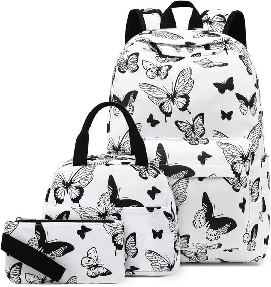 LEDAOU Backpack for Girls School Bag Kids Bookbag Teen Backpack Set Daypack with Lunch Bag and Pencil Case