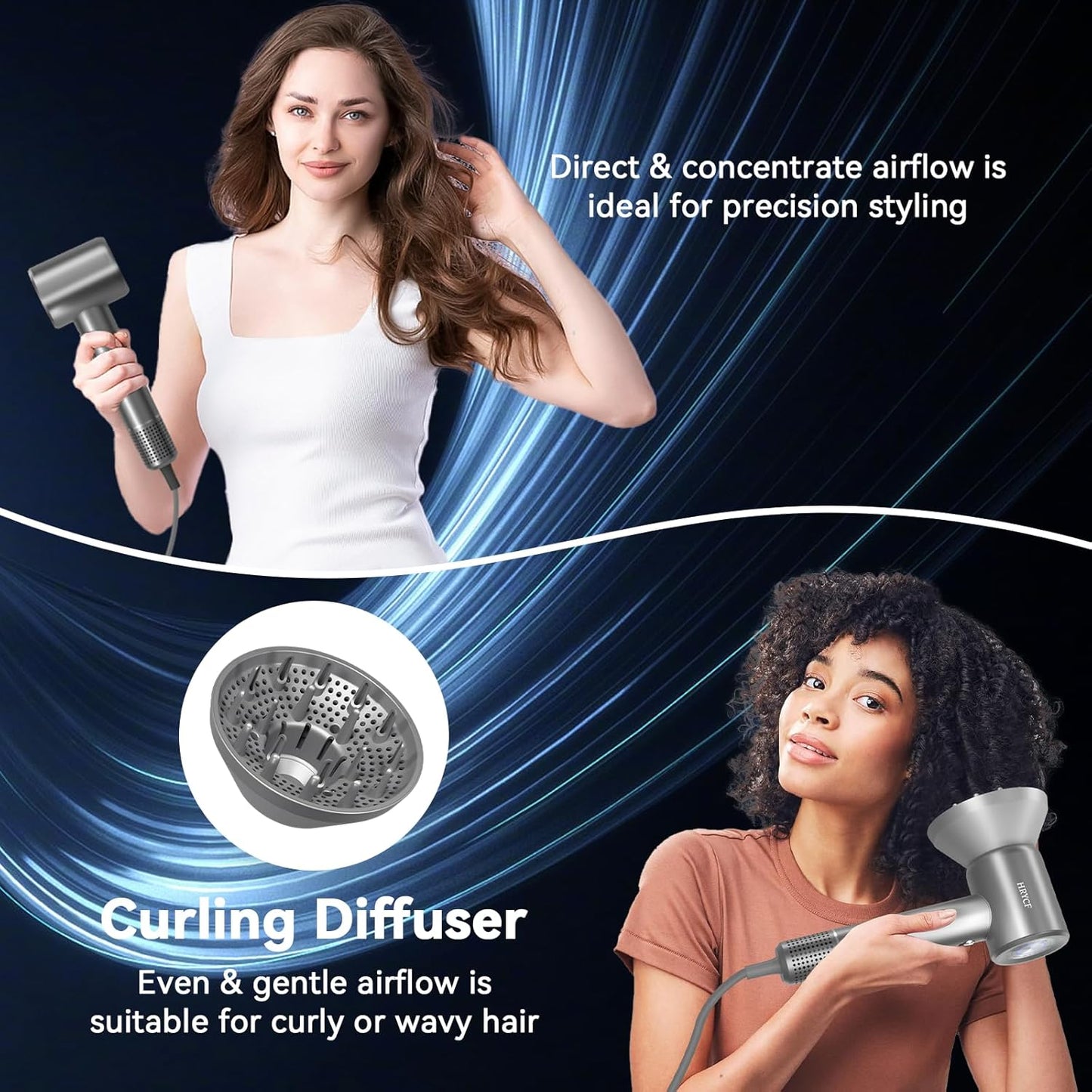 High Speed Hair Blow Dryer｜Professional Salon Grade Air Speed, Negative Ion Hair Care｜Quiet Design｜Suitable for Thick Hair/Styling with Diffuser, Long Motor Lifespan