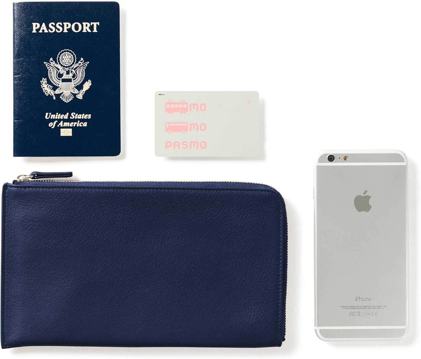 Leatherology Navy Blue Slim Zip Travel Wallet – Full Grain Leather Passport & Card Organizer