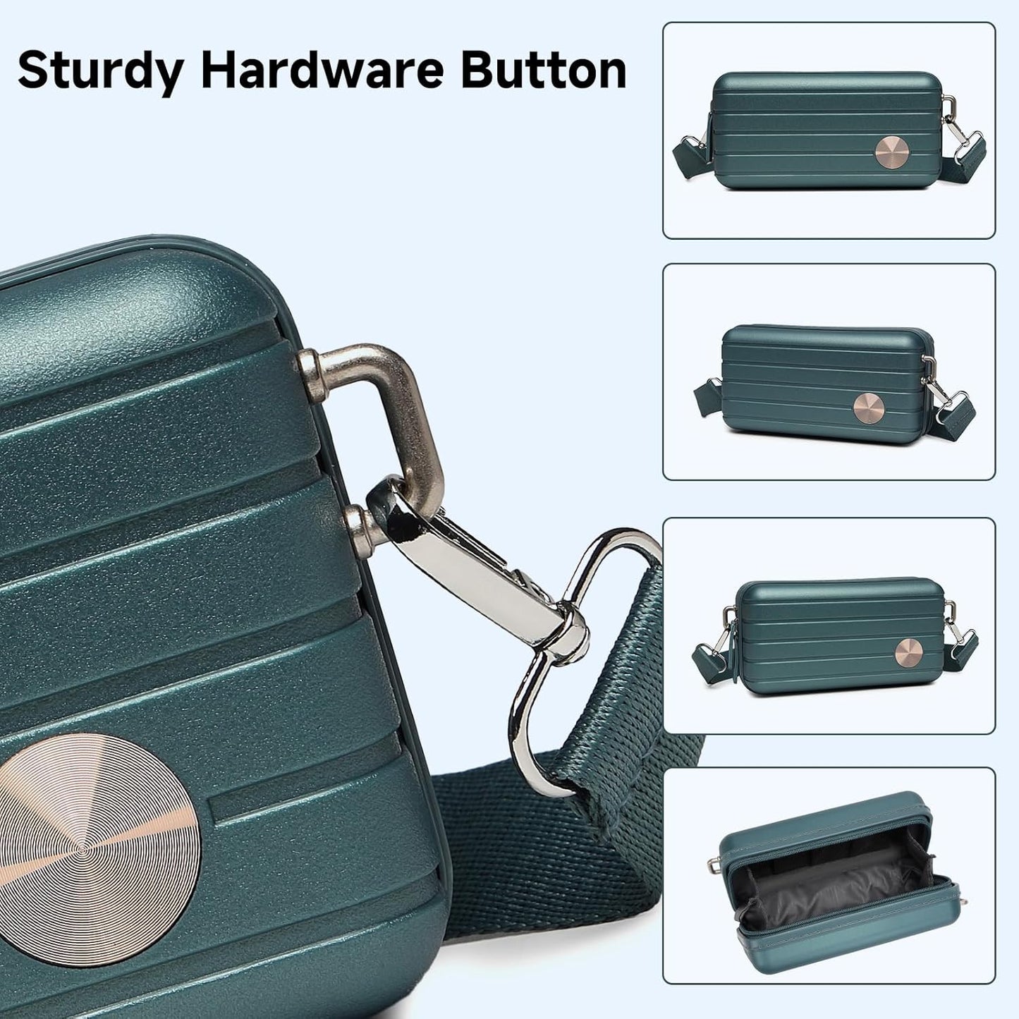 Somago Hard Shell Suitcase Handbag with Adjustable Strap Mini Cosmetic Handbag Cell Phone Purse Bag for 6.9" Shoulder Bag(Ice Blue)