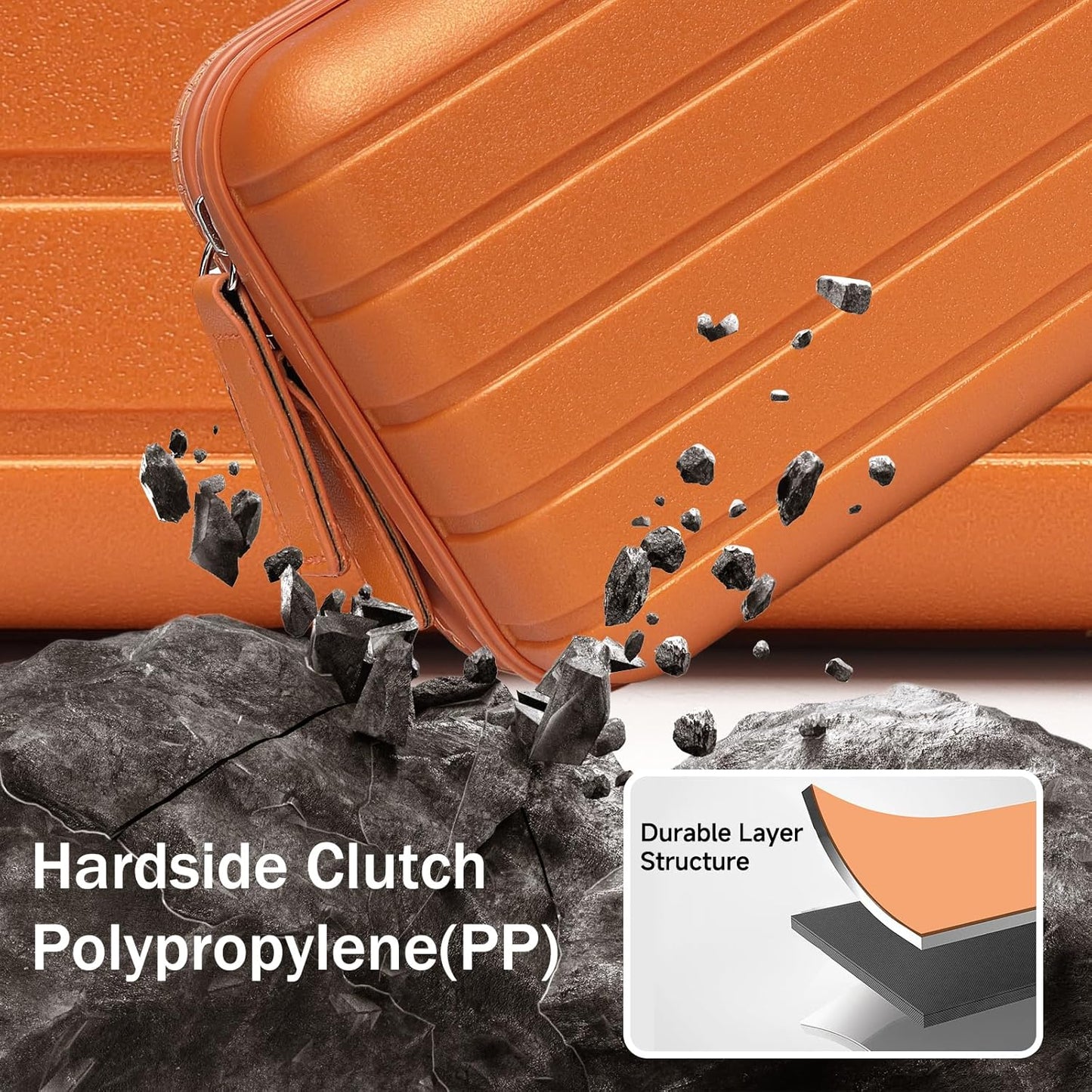 Somago Hard Shell Suitcase Handbag with Adjustable Strap Mini Cosmetic Handbag Cell Phone Purse Bag for 6.9" Shoulder Bag(Sunset Orange)