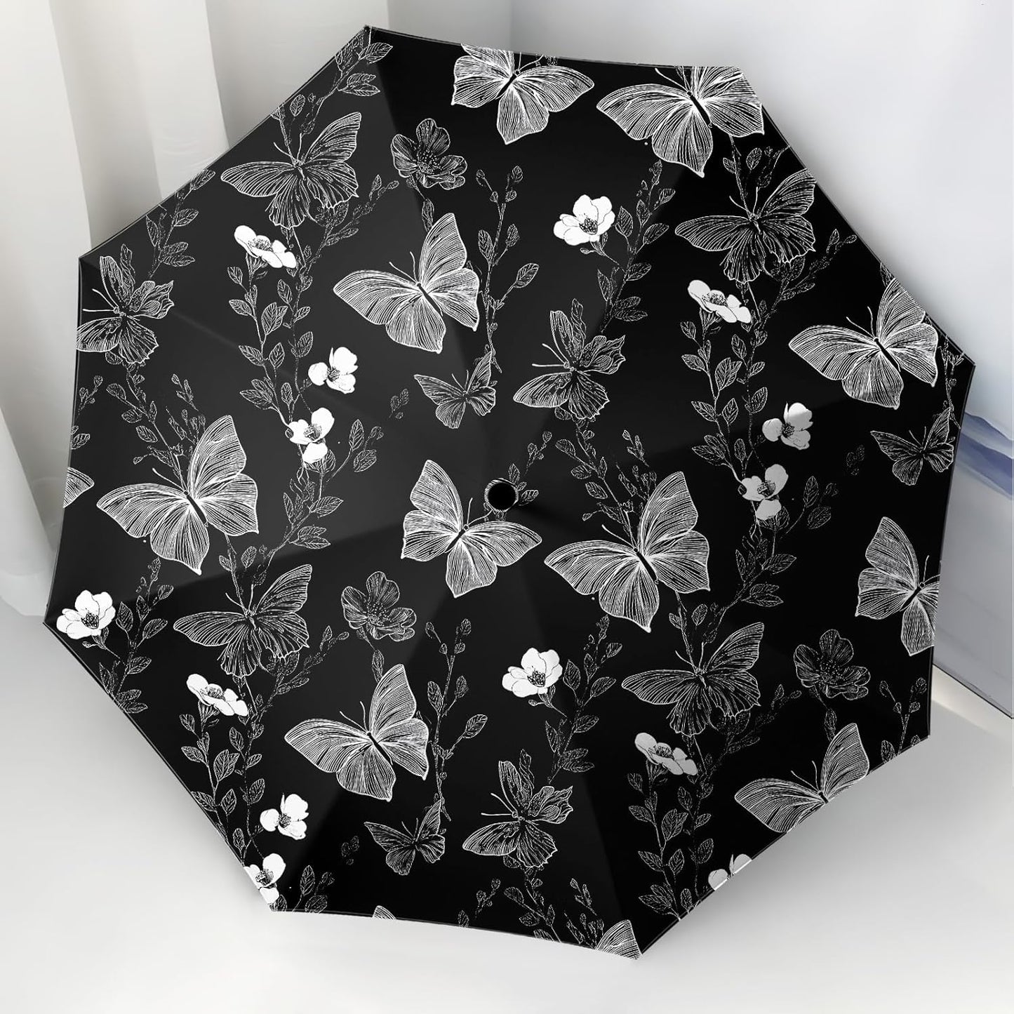 Small Travel Folding Umbrella for Girl, Portable, UV, SunShade, Compact, Automatic, Rain & Wind