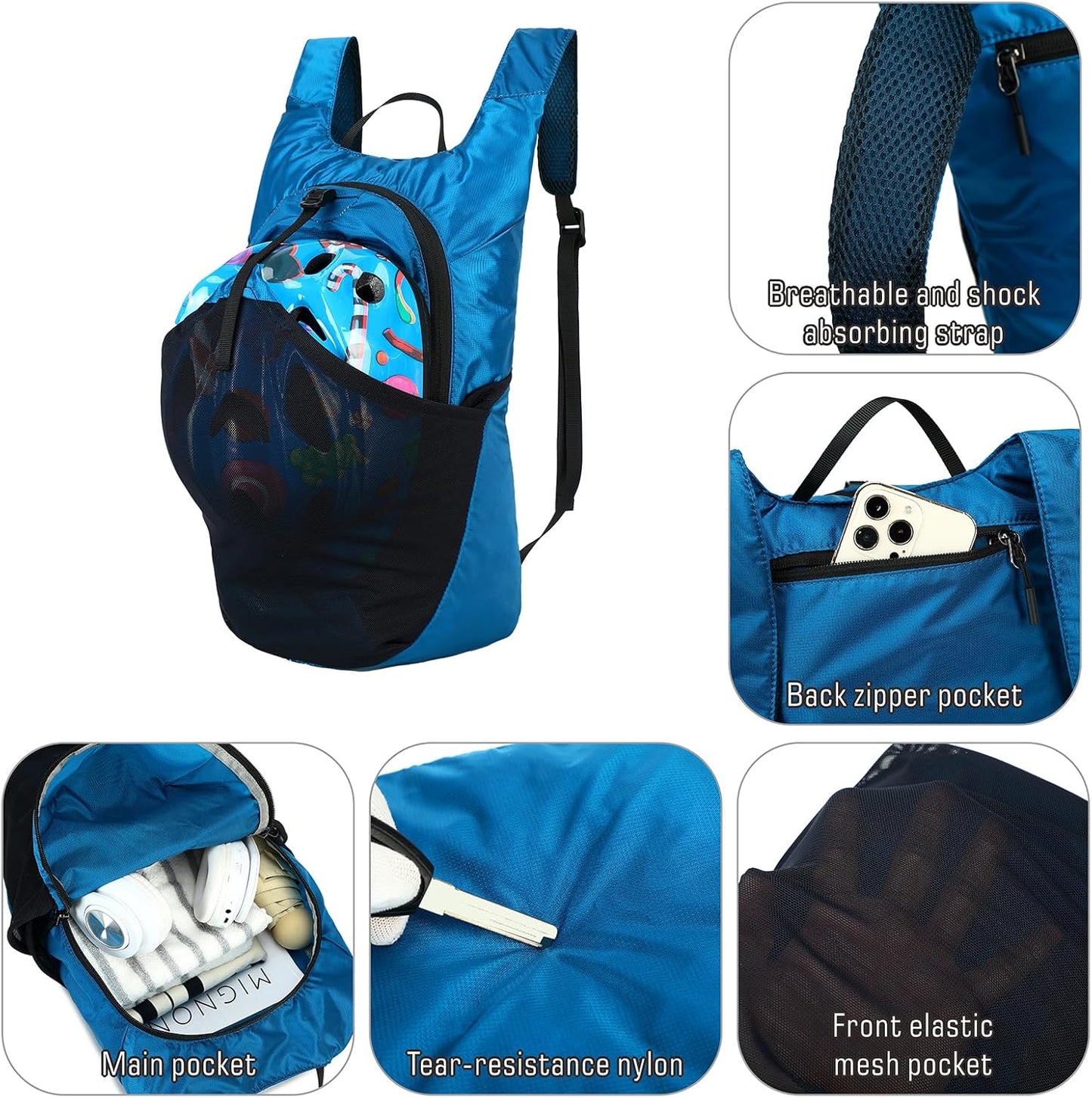 15L/25L Small Packable Lightweight Backpack Hiking Daypack Water Resistant Foldable Outdoor Camping Travel Bag for Women Men