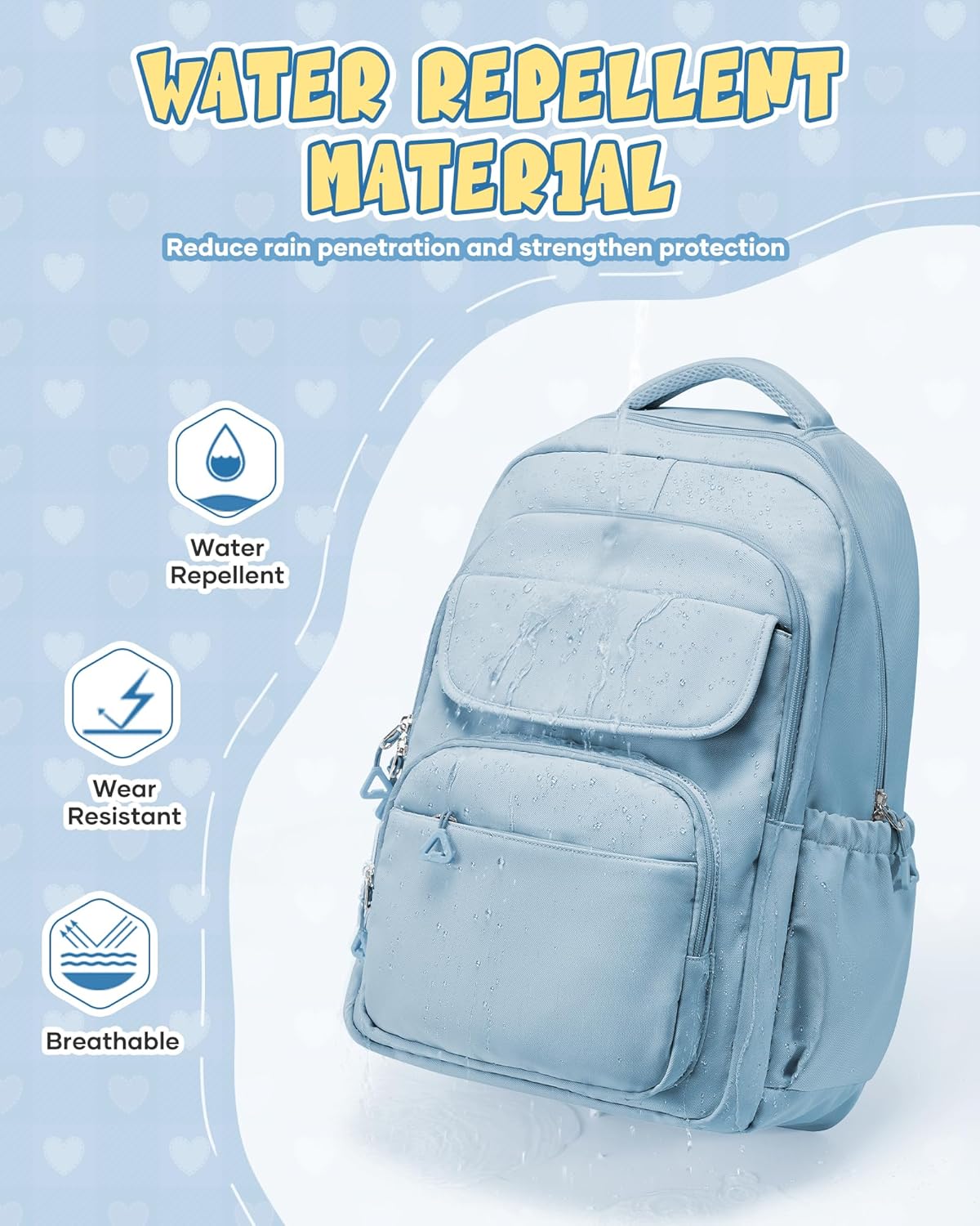 School Backpack for Women Men Cute Backpack for College Students Lightweight High School bag for Teens Girls Boys Waterproof Casual Daypacks Bookbag(Blue)