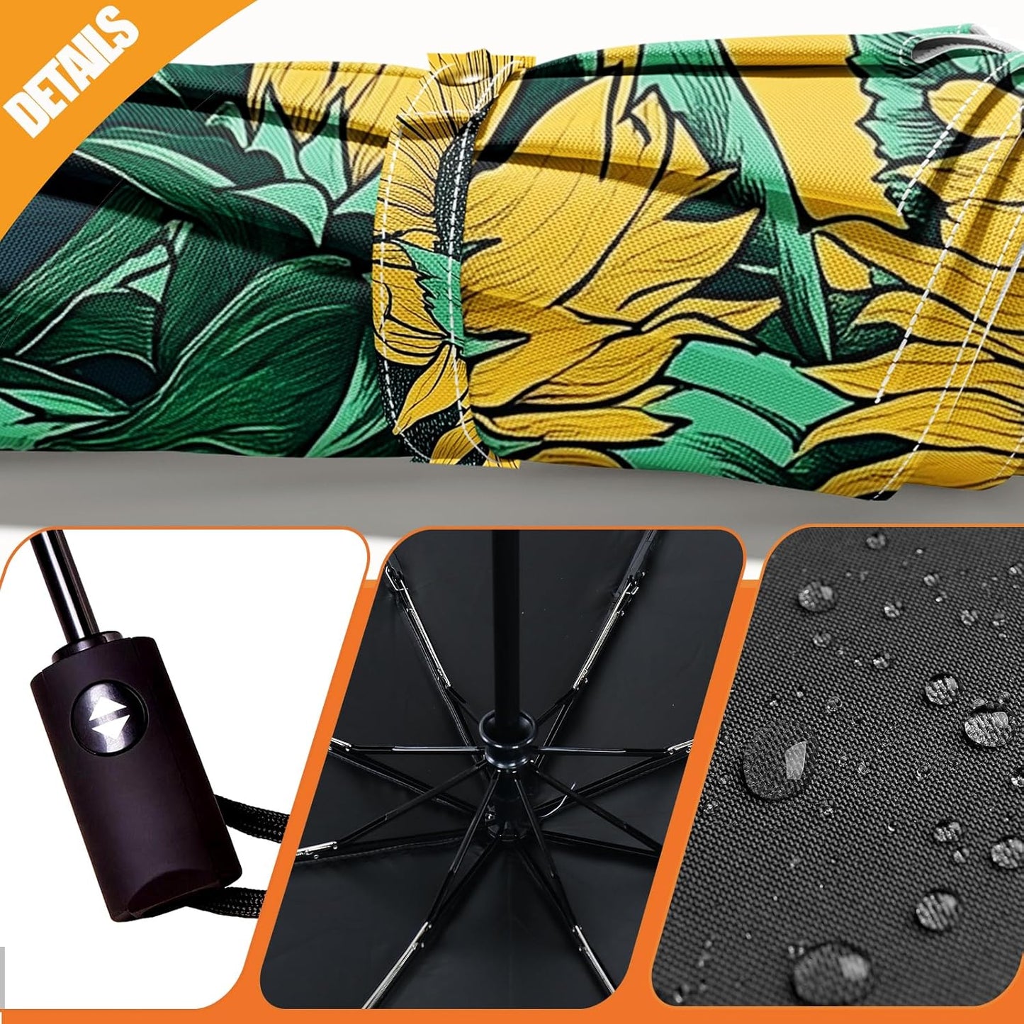 Small Compact Travel Automatic Folding Umbrella for Women, Portable Lightweight, Rain, Wind, UV Sun Shade
