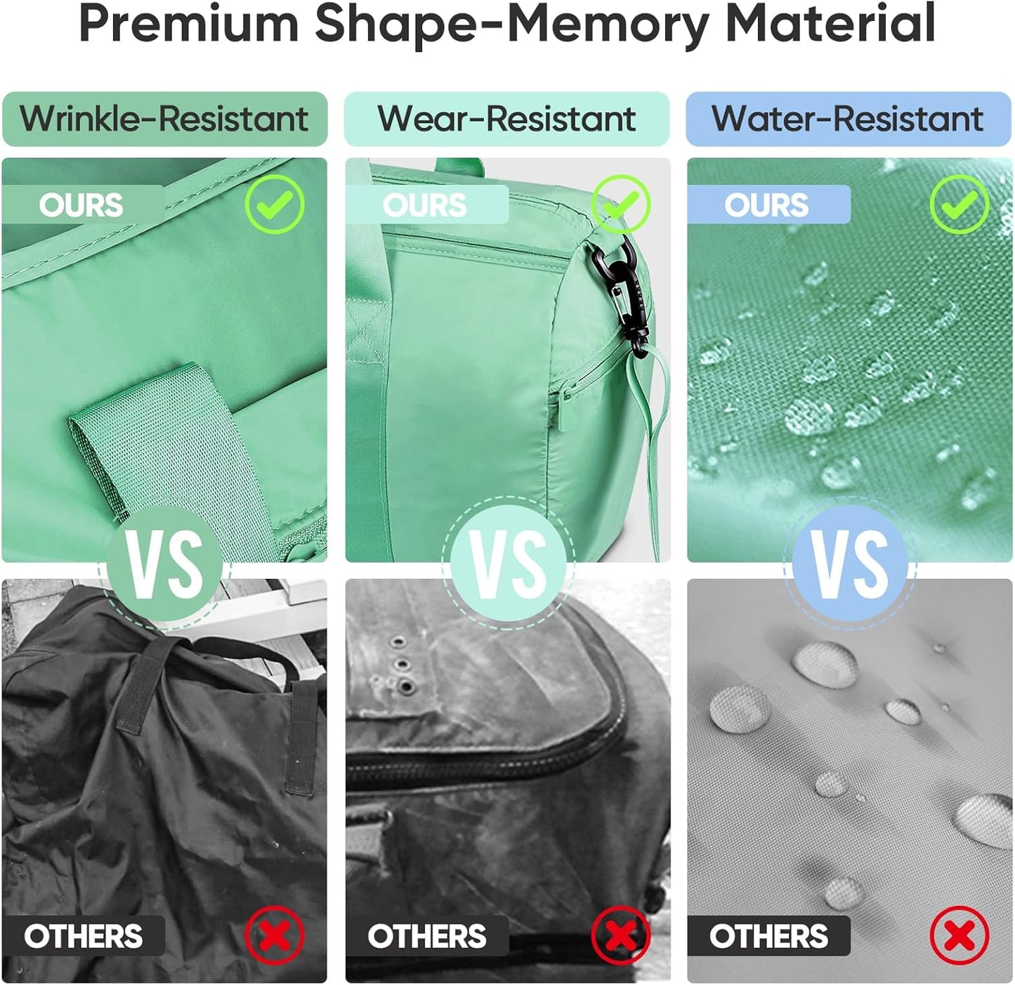 BALEINE Gym Bag for Women and Men, Small Duffel Bag for Sports, Gyms and Weekend Getaway, Waterproof Dufflebag with Shoe and Wet Clothes Compartments, Lightweight Carryon Gymbag (Green)