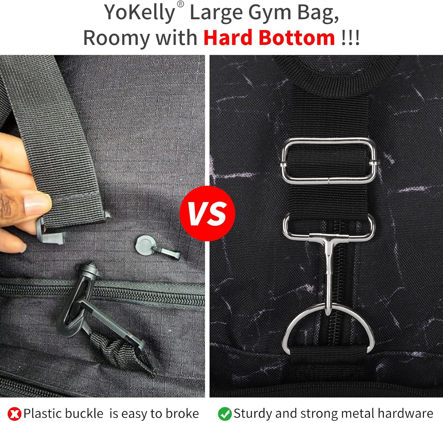 55L Mens Duffle Bag for Travel - 25 inch Sports Duffel Bag with Hard Bottom - Marble Black