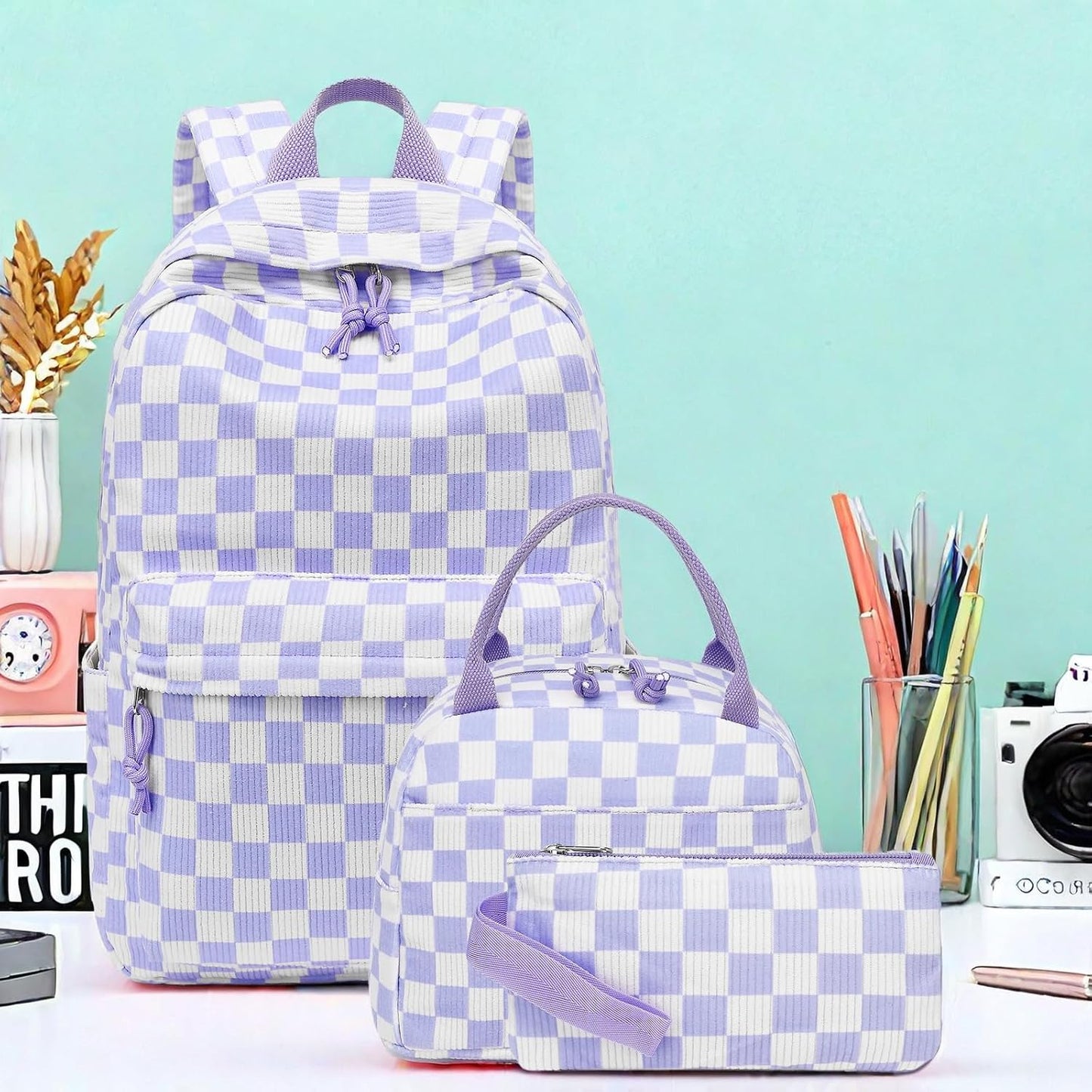 LEDAOU Backpack for Girls School Bag Kids Bookbag Teen Backpack Set Daypack with Lunch Bag and Pencil Case