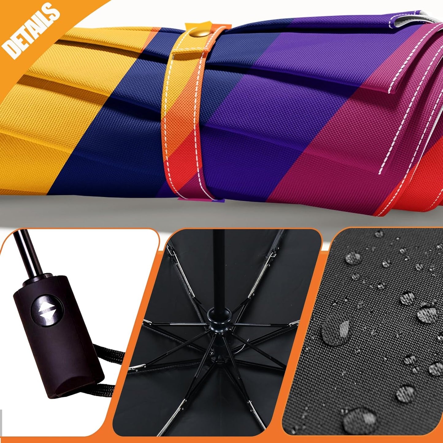 Small Compact Travel Automatic Folding Umbrella for Women, Portable Lightweight, Rain, Wind, UV Sun Shade