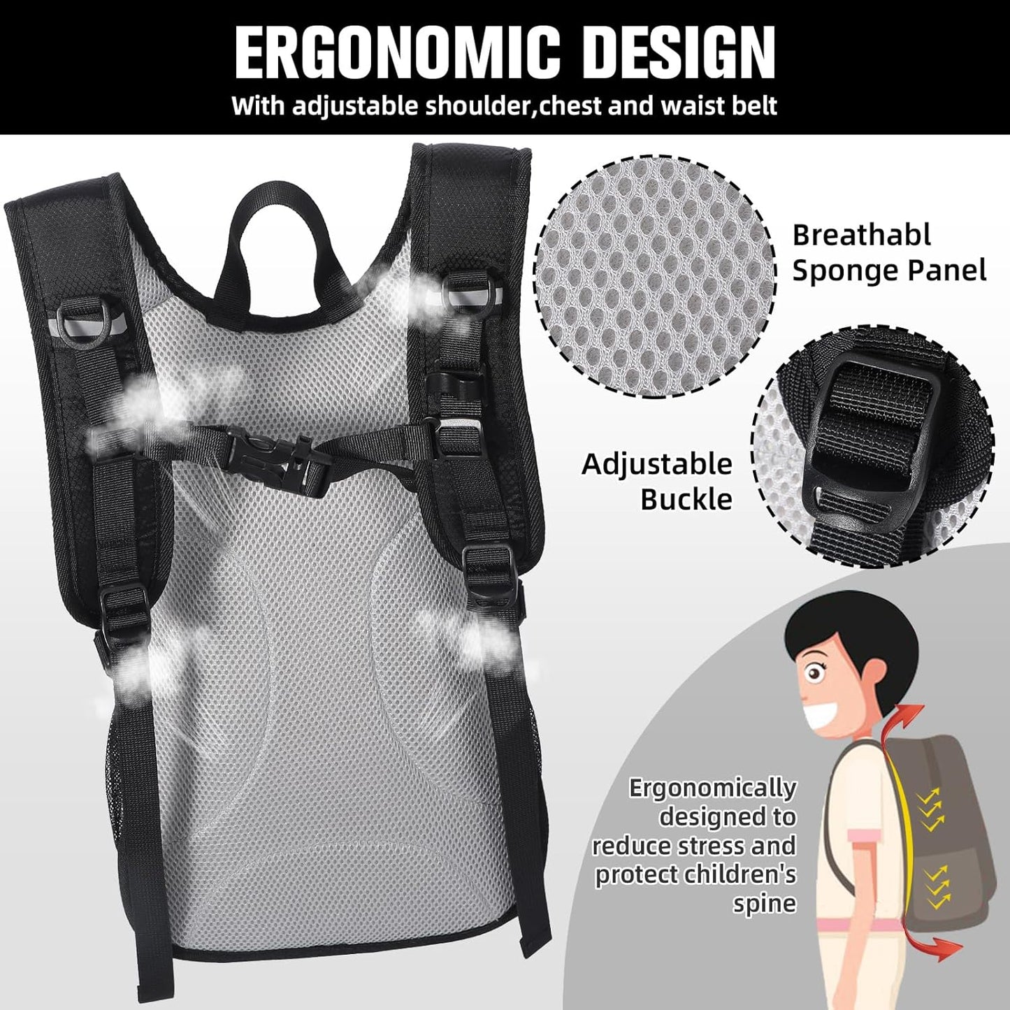 12L Kids Hiking Backpack, Small Hydration Backpack, Waterproof Kids Camping Daypack 5-12, No Water Bladder…