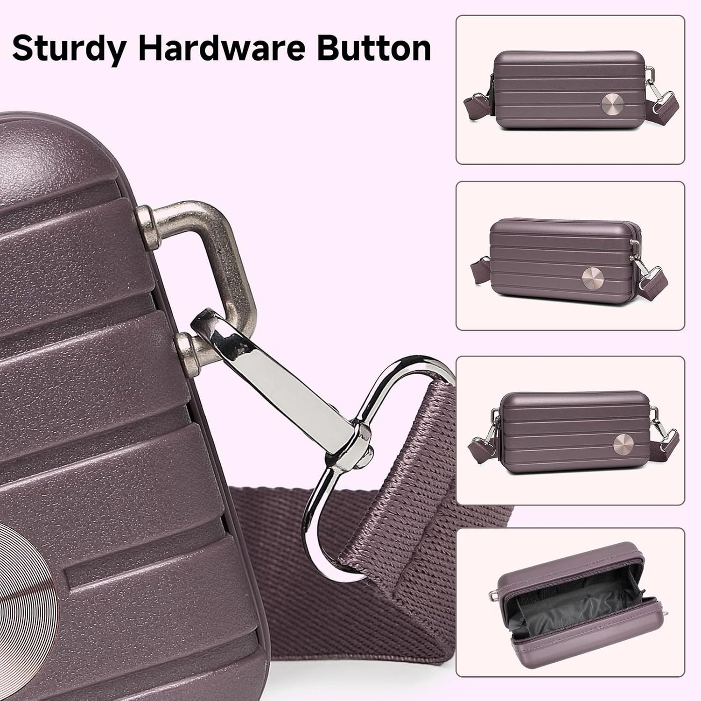 Somago Hard Shell Suitcase Handbag with Adjustable Strap Mini Cosmetic Handbag Cell Phone Purse Bag for 6.9" Shoulder Bag(Elegant Purple)
