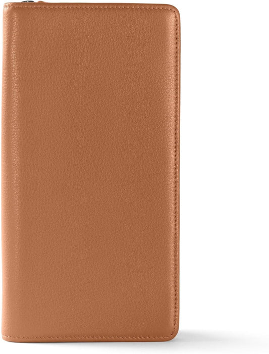 Leatherology Cognac Travel Zip Organizer Wallet, Passport Holder, RFID Available, Full Grain Leather