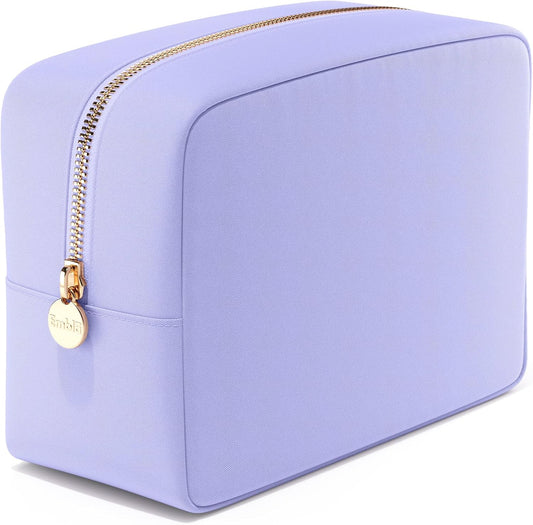 Embla Makeup Bag Travel Cosmetics Pouch and Toiletry Bag, Nylon Zipper Pouch Purse, Cute Make Up Organizer Storage Tote for Women Girls, Waterproof Travel Skincare Case, Large Makeup Bags, Lilac