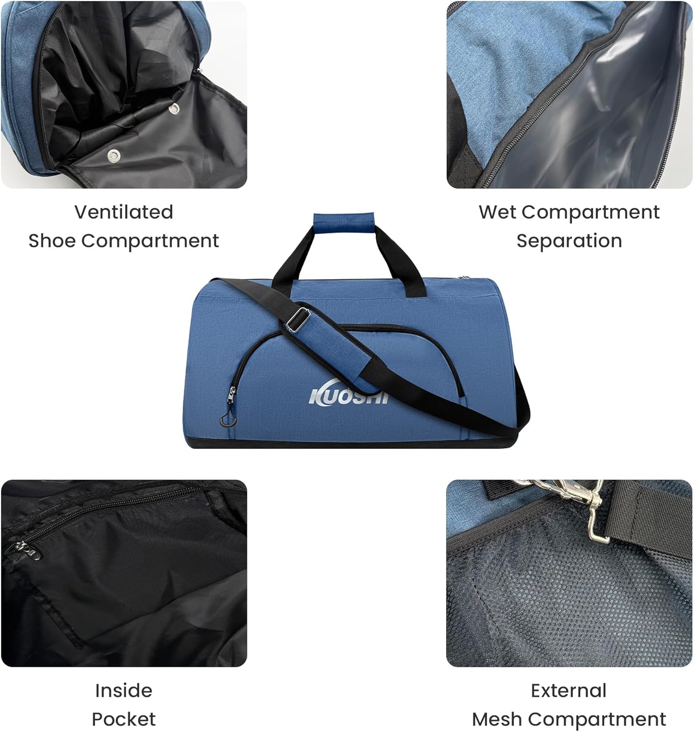 Gym Duffle Bag for Men & Women Water-Resistant-Sports Travel Bag with Ventilated Shoe Compartment & Wet Pocket, 31L Large Weekender Overnight Bag